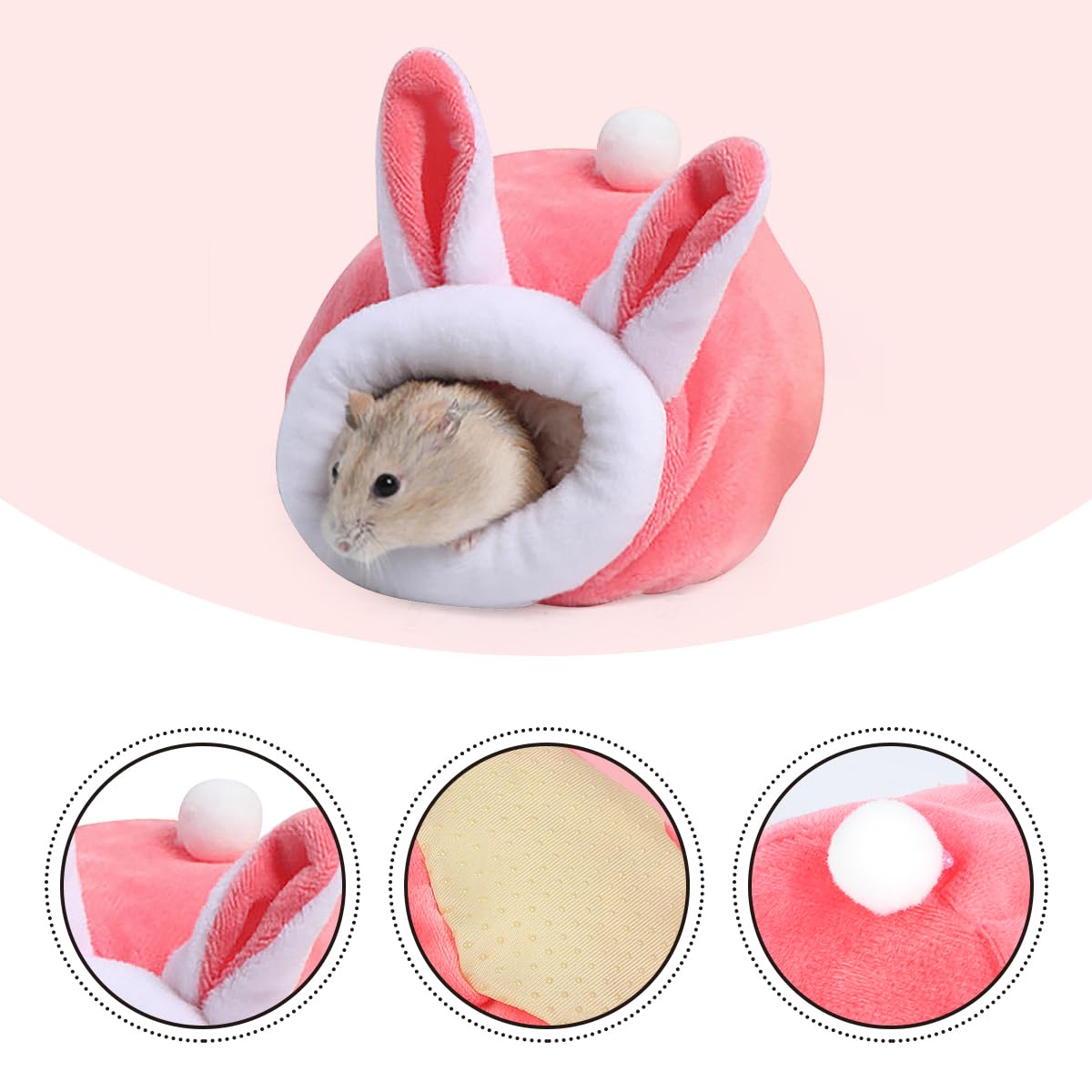 Tabanzhe 1psc Mini Hamster Bed Soft and Cozy Small Animal Bedding for Hamsters Hedgehogs, Guinea Pigs, Winter Sleep Nest - Image 3