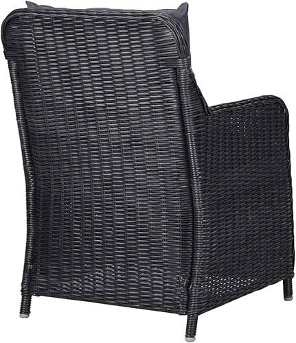 Miniatura 8 de DGZLIIO Mesa y sillas de comedor al aire libre muebles de balcón sillas de patio juego de comedor de 9 piezas de ratán de polietileno negro adecuado