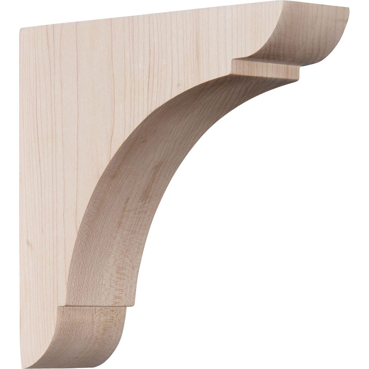 Ekena Millwork BKTW01X06X06OLRW 1 3/4"W x 6"D x 6"H Small Olympic Wood Bracket, Rubber Wood