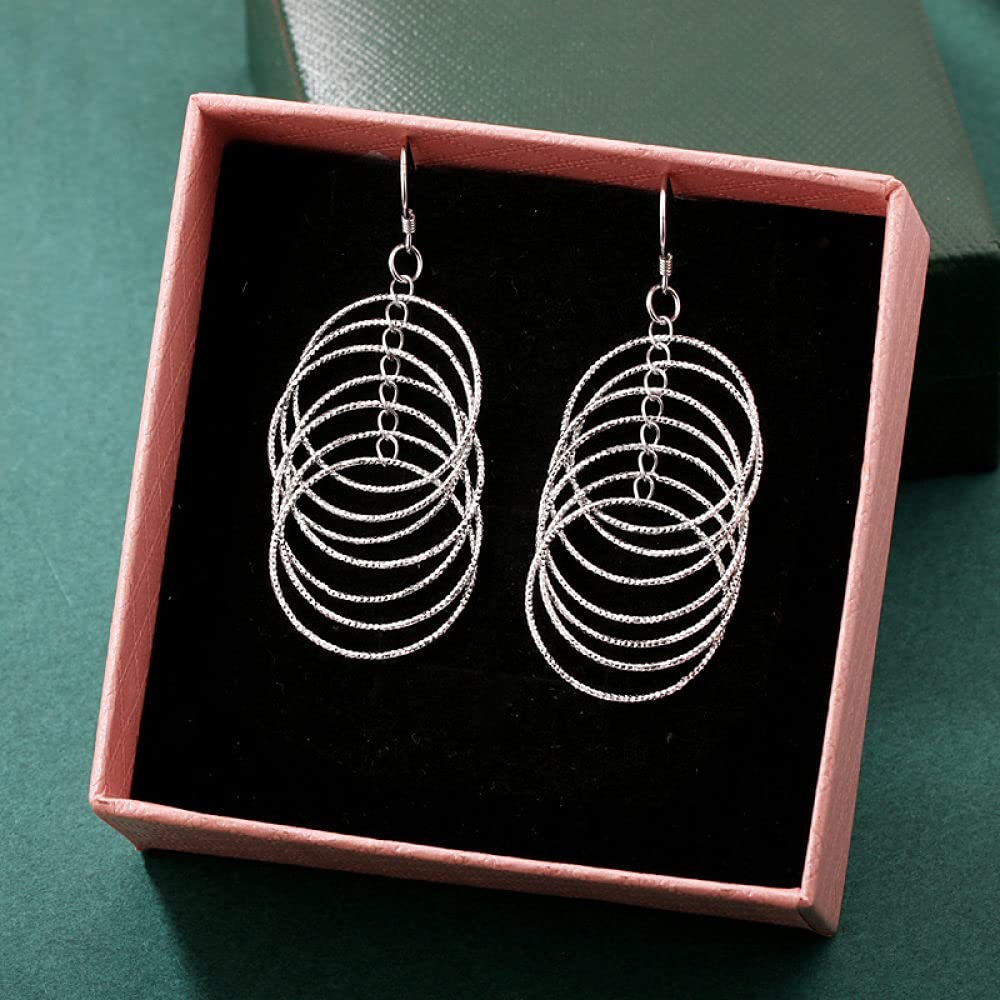 Orecchini Donna, Orecchini A Gancio Pendenti Multigiro Moda Argento 925 Anello Leggero Ipoallergenico Cerchio Gioielli Orecchini per Donna Ragazze Festa Matrimonio San Valentino Regalo