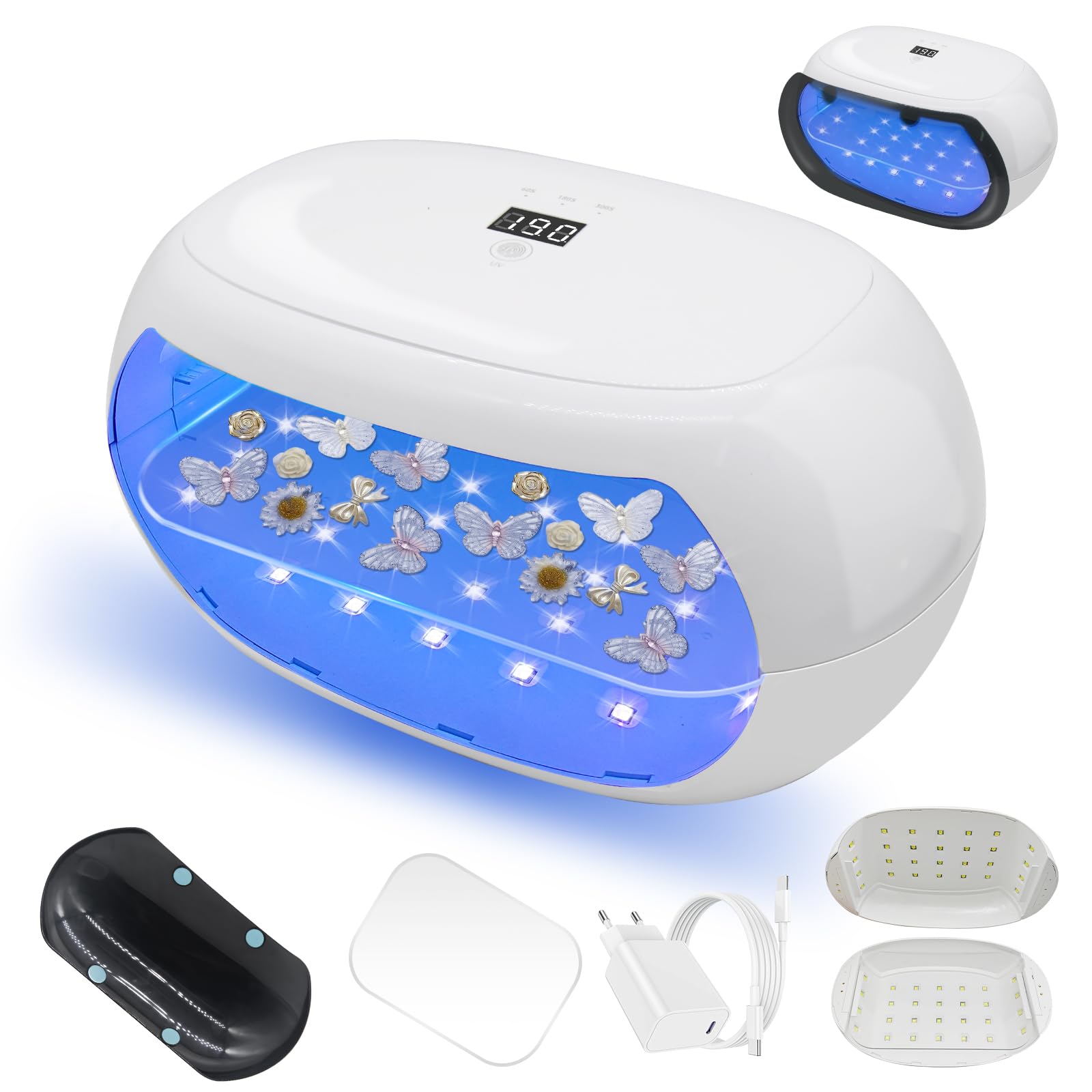Lámparas de Curado UV de Resina de Doble Cara,Puede Utilizarse por Separado,Lámpara de Resinas UV de Curado Rápido de 60W con Pantalla LED,Para el Curado de Resinas,Fabricación de Joyas