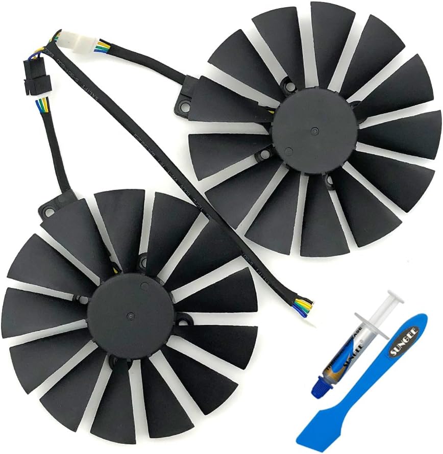 Z.N.Z T129215SM 95mm 12V 0.25AMP Graphics Card Cooling Fan for ASUS ROG Strix GTX 1050 1050Ti RX470 RX570 RX580 Poseidon GTX 1080Ti P11G Gaming Cerberus-GTX 1070Ti Video Card Fans, with Thermal Paste 2 Pcs/lot