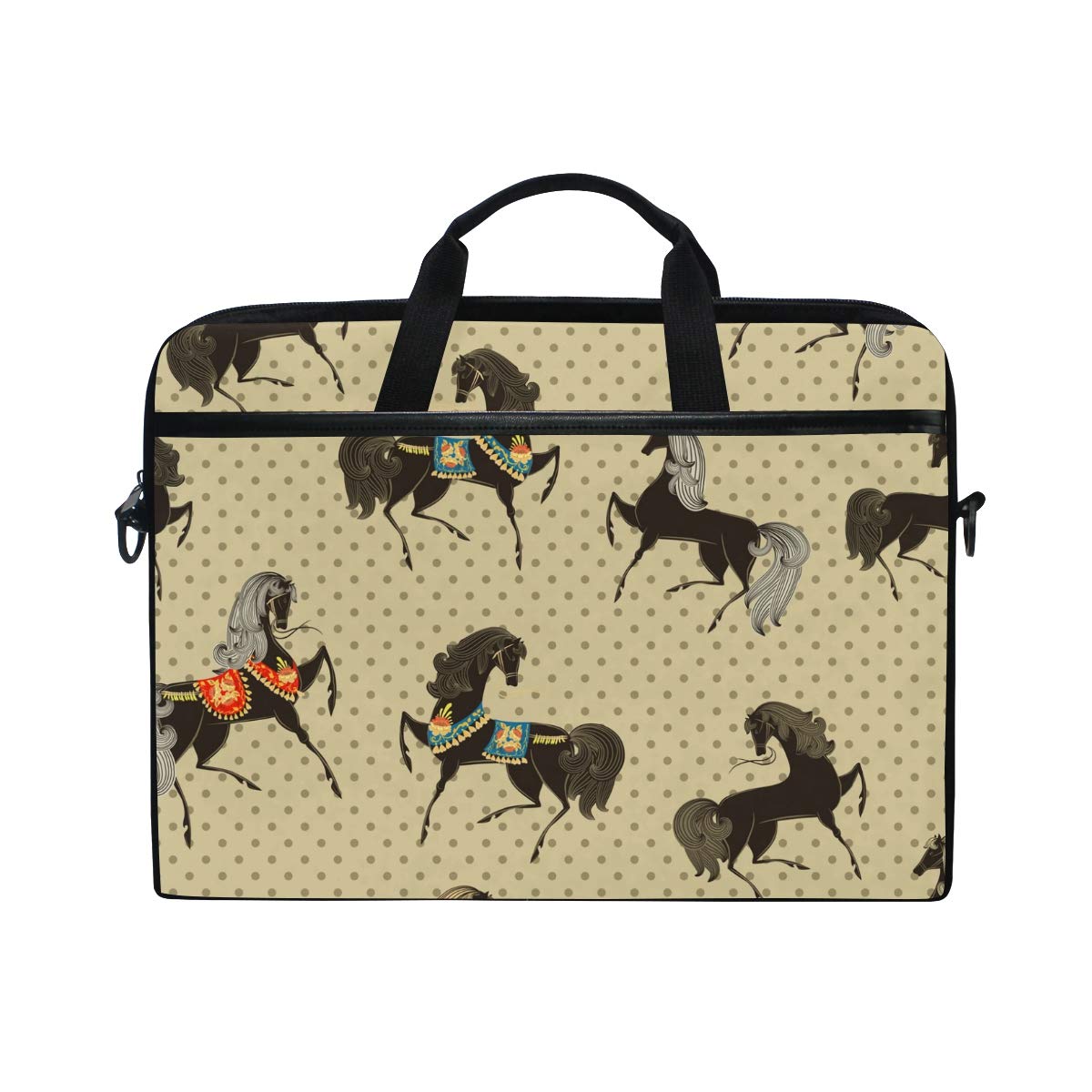 Maletín portátil 15,4" con estampado de caballos y correa ajustable para proteger tu PC 7