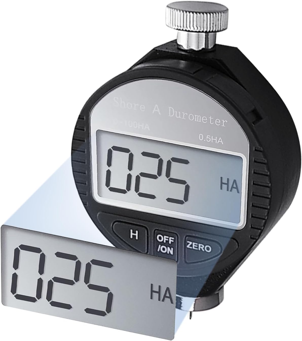 Shore A Rubber Portable Hardness Meter, Pocket Size 0-100HA Digital Hardness Durometer Meter Tester with Large LCD Display, Suitable for Rubber, Leather, Resin, Fiber, Glass, and Wax