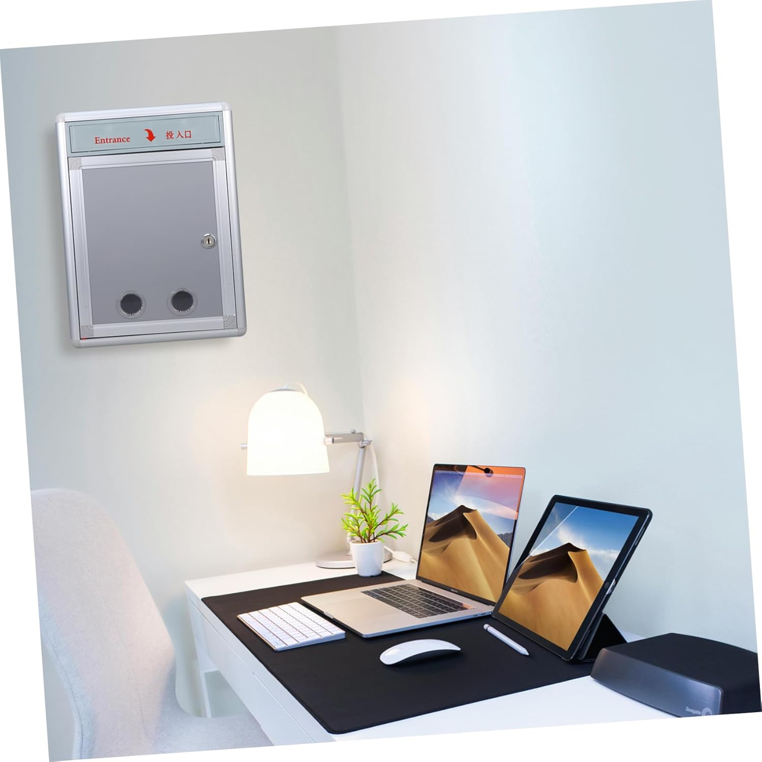 Stainless Steel Aluminum Alloy Wall Mount Mailbox Suggestion Box Locking Storage Bin