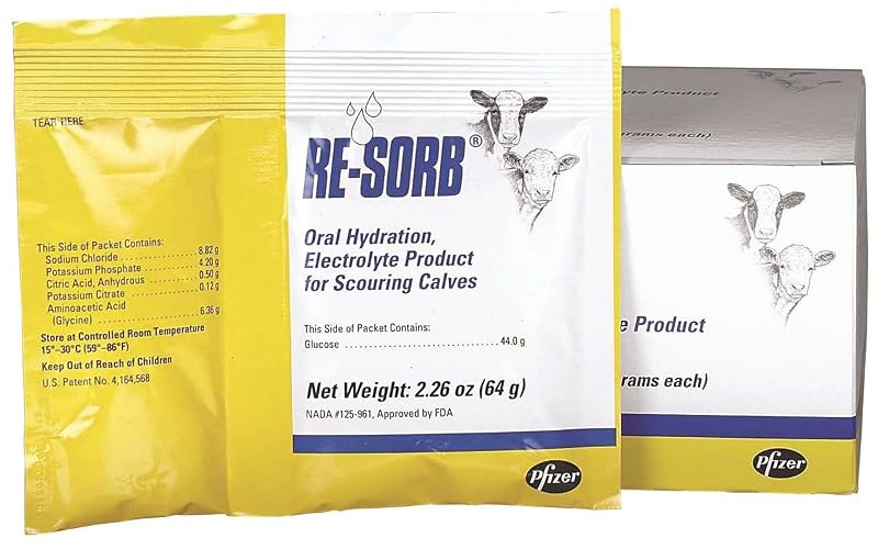 Suplemento de eletrólitos para hidratação oral de bezerros Pfizer Animal Health Resorb 64 g 8142