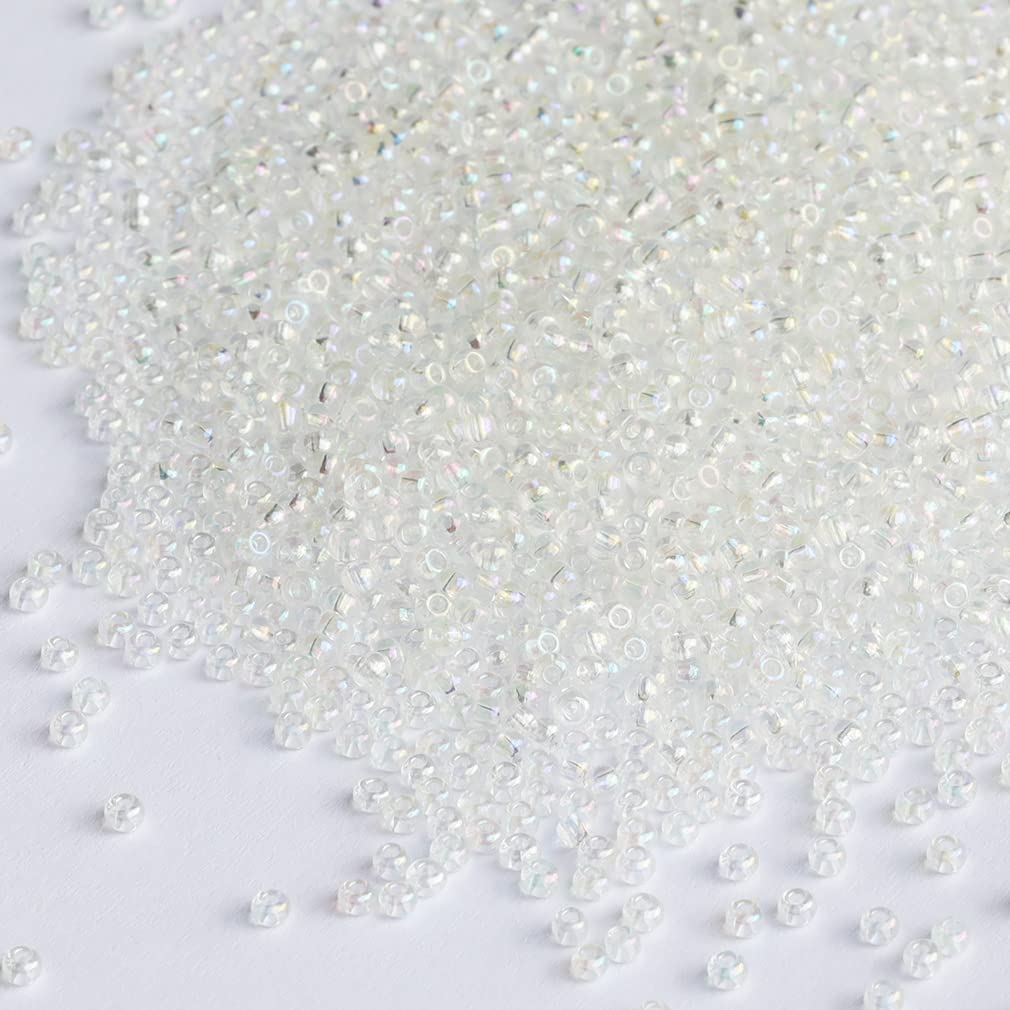 Bala&Fillic Size 2mm Clear Rainbow Color Seed Beads 9000+pcs/100 Grams - Image 2