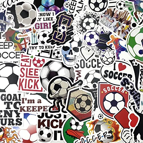 AOWDIAO 100 Pieces Soccer Stickers, Vinyl Soccer Water Bottle Stickers Pack, Soccer Gifts for Soccer Lovers, Soccer Party Favors, Soccer Decorations - Image 4