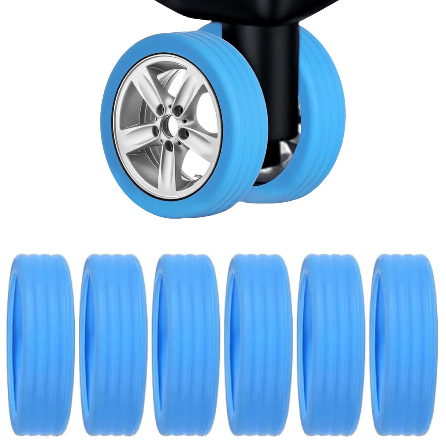 Copriruote Trolley Fosforescenti - 16 Pezzi In Silicone | Anti Rumore Per Valigie E Sedie