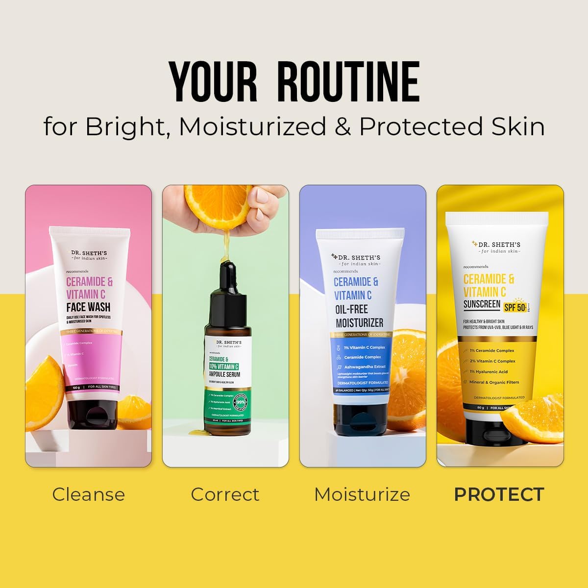 Dr. Sheth's Ceramide & Vitamin C Sunscreen | In-Vivo Tested | Protects, Moisturizes & Brightens Skin | SPF 50+ PA++++ | Lightweight, Leaves No White Cast | 30 g 4