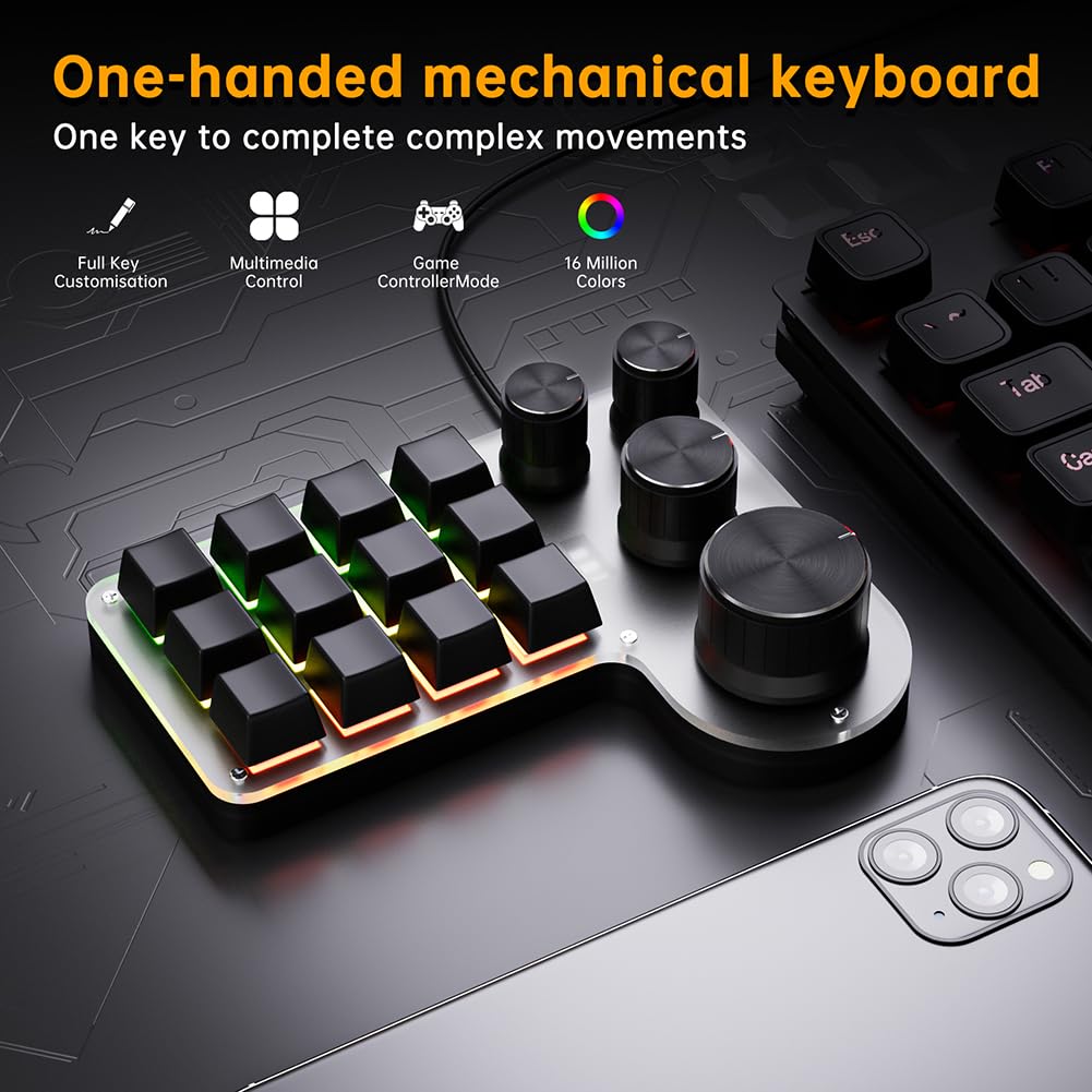 RGB USB Przewodowa/kompatybilna z Bluetooth mechaniczna klawiatura do gier Red Switch z możliwością wymiany podczas pracy 12 klawiszy 4 pokrętła Programowanie makro Niestandardowa klawiatura do