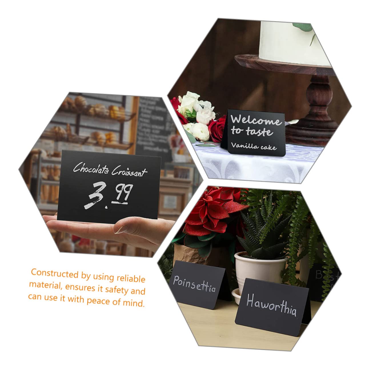 HOMSFOU 4 Set Lavagna Mini Tavolo Segnaposto Cancellabile E Riutilizzabile Design Elegante E Leggero Per Messaggi Caffetteria E Ufficio Lavagna Stand Per Comunicazioni 10 Pezzi*4