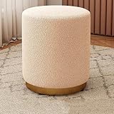 Silla de Maquillaje Redonda de Terciopelo con reposapiés y Base Dorada, tapizada Suave para Mayor Comodidad, Sala de Estar y Dormitorio.