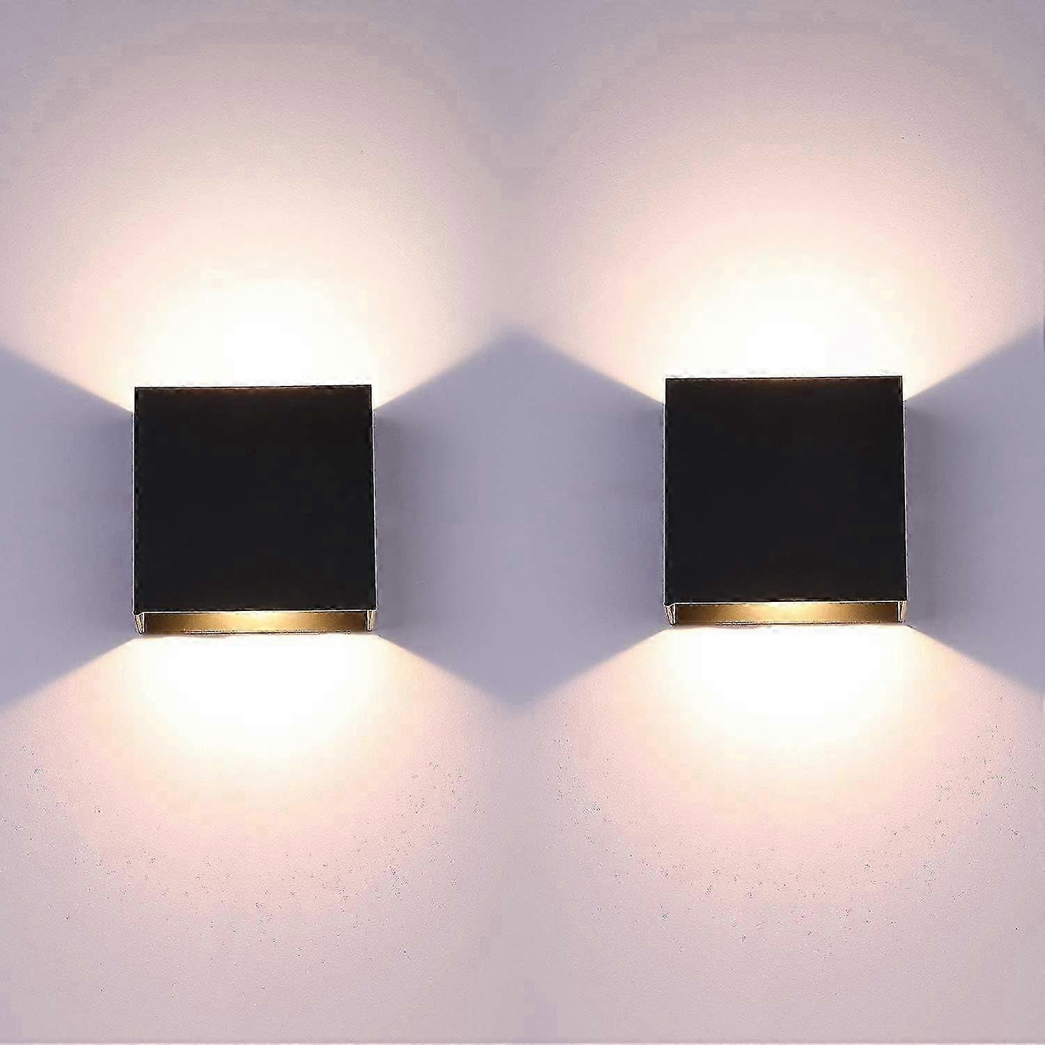 Joyhappst Image Color 2 Pack Led Wall Lights Indoor Up And Down Wall Lights Black 6W Aluminum