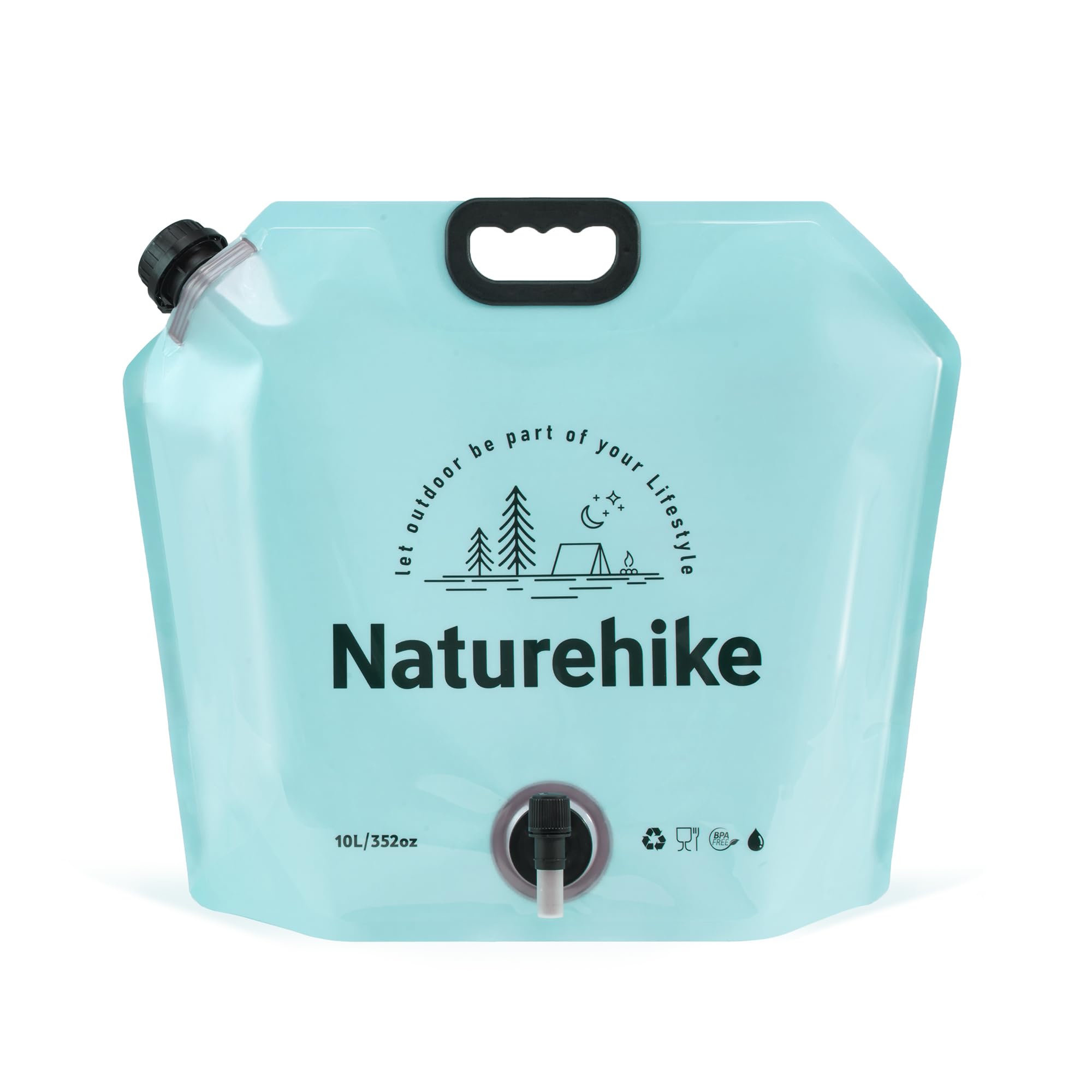 Naturehike 10L Foldable Water Bag with Tap Portable Water Canister Ideal for Camping BBQ Hiking Outdoor Activities Foldable Canister Lightweight and Durable Camping Water Container