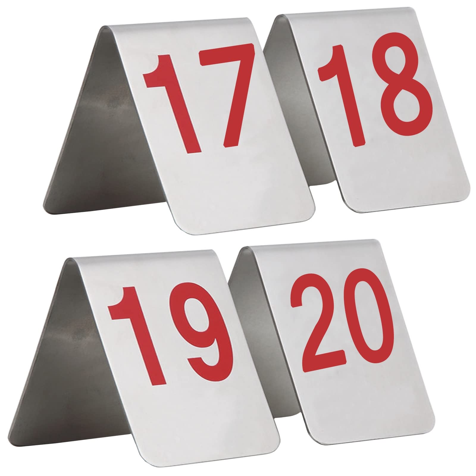 SaryEdge 7.5x6x6.5cm Tabletop Number Sign Tent Style, 1-10/20 Metal Table Card Stainless Steel, Restaurant Table Plate Red/blue, Stackable Table Number Cards D,Red-7.5x6x6.5cm(1-10)