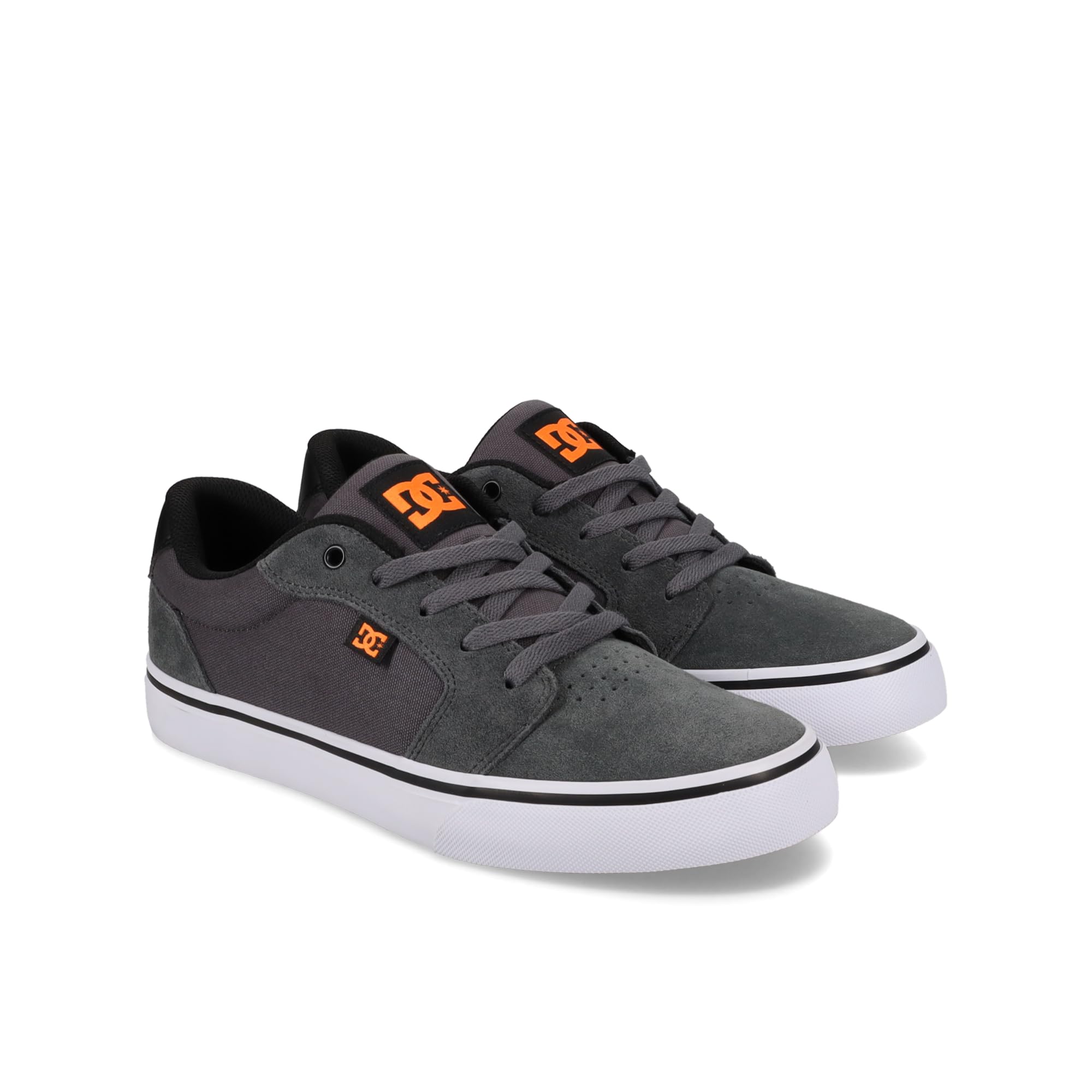 DC Men's Anvil Casual Skate Sneaker, Grey/Black/Orange, 7