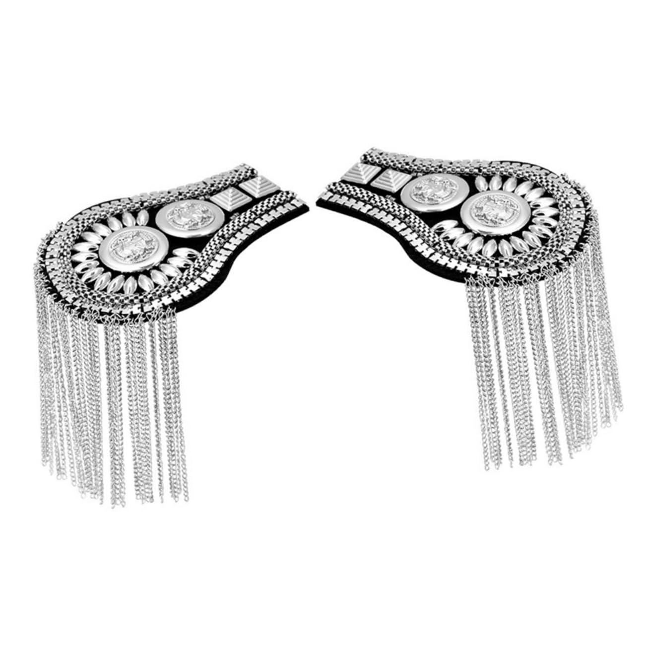 Hombreras para trajes FRCOLOR color plata de aleación de zinc con borlas para mujer y hombre