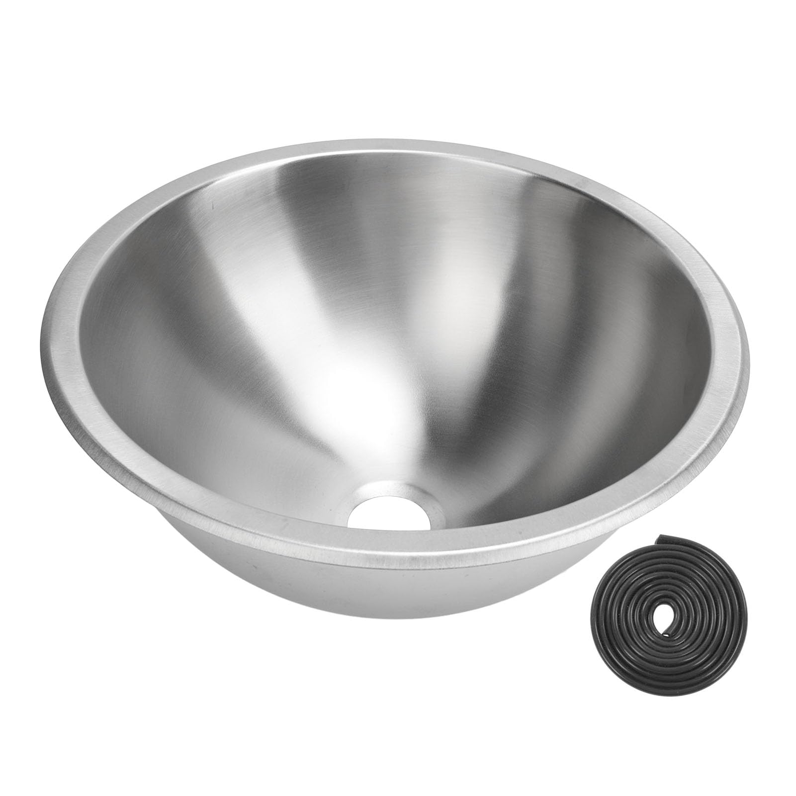 Round RV Kitchen Sink, 12 Inch 304 Stainless Steel Bathroom Sink with 40mm Sewer Outlet, Easy to Install, Embedded Hand Wash Basin for Boat Caravan Camper Yacht, Space Saving