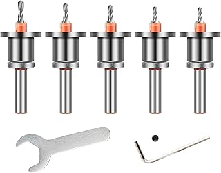 Yakamoz 5Pcs Countersink Drill Bit Set with Adjustable Depth Stop