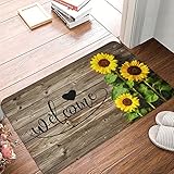 Sunflowers Welcome Door Mat Bathroom Floor Mat Entrance Rug Doormat Non Slip Carpet for Home/Indoor/