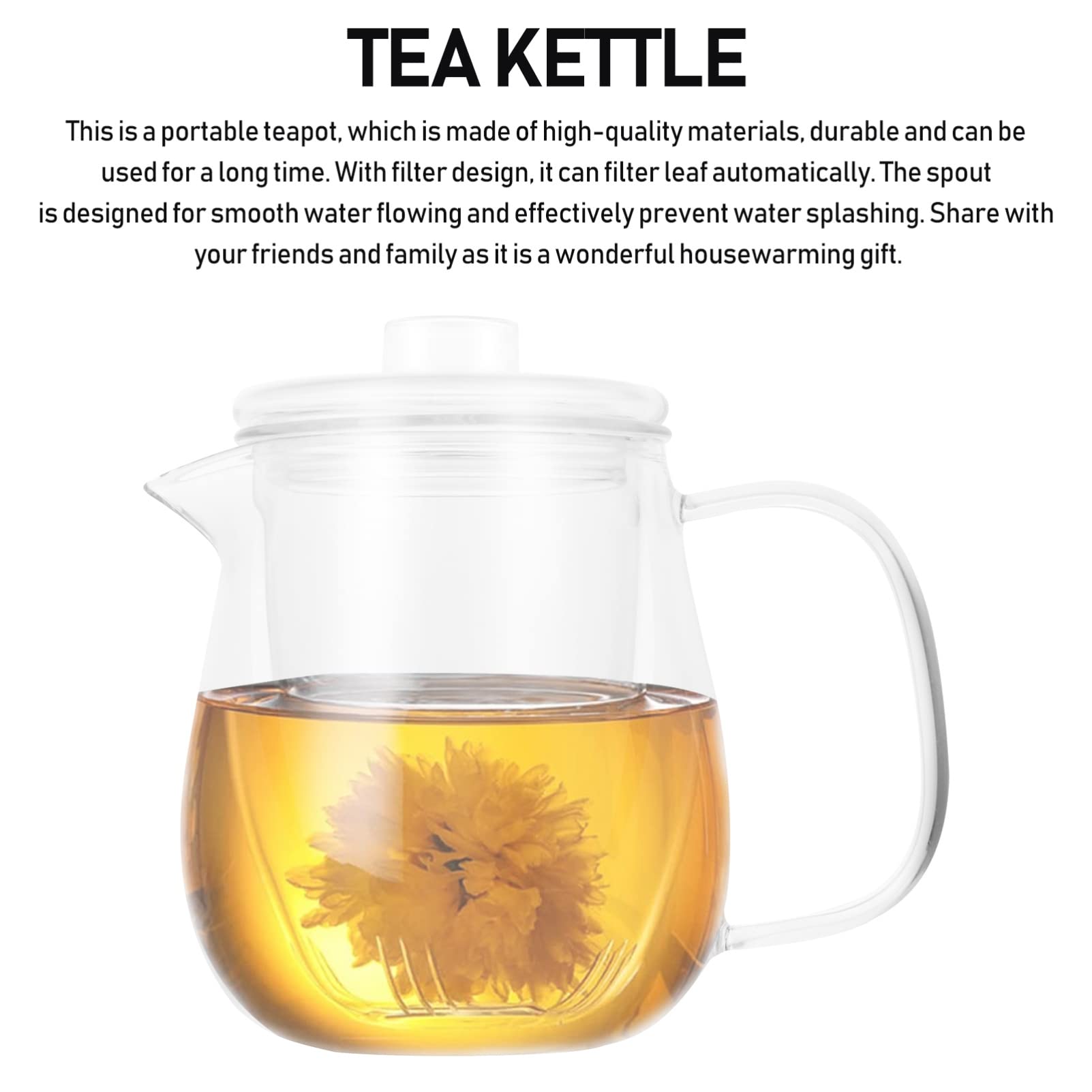Tetera De Vidrio Resistente Al Calor Hogar Tetera Práctica Transparente Para Preparar Té o Infusión De Vidrio Para Uso Diario