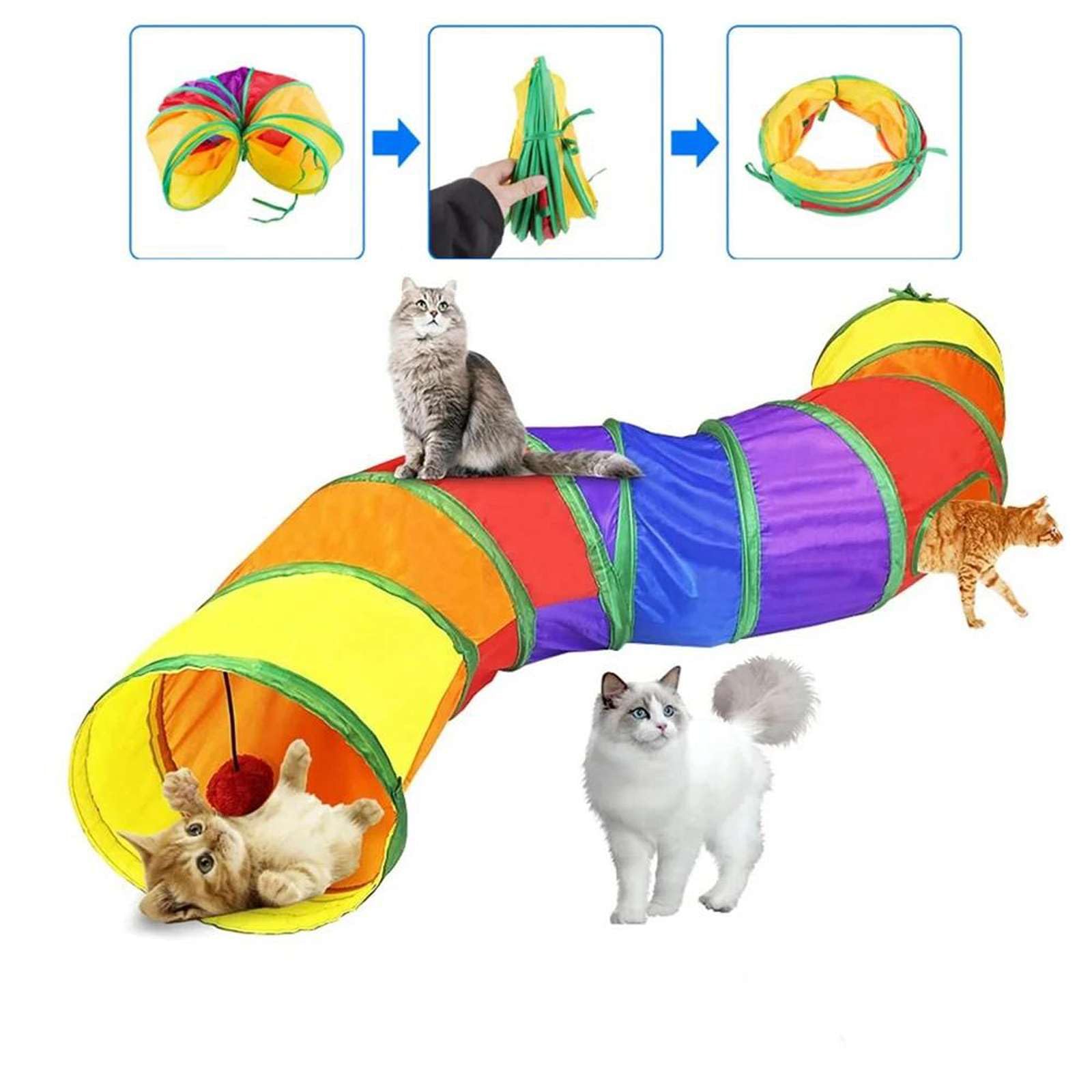 Túnel de Juego de Gato Plegable Juguetes para Mascotas Túnel de Gato conectable Juguetes de Tubo para Gatos Taladro Plegable