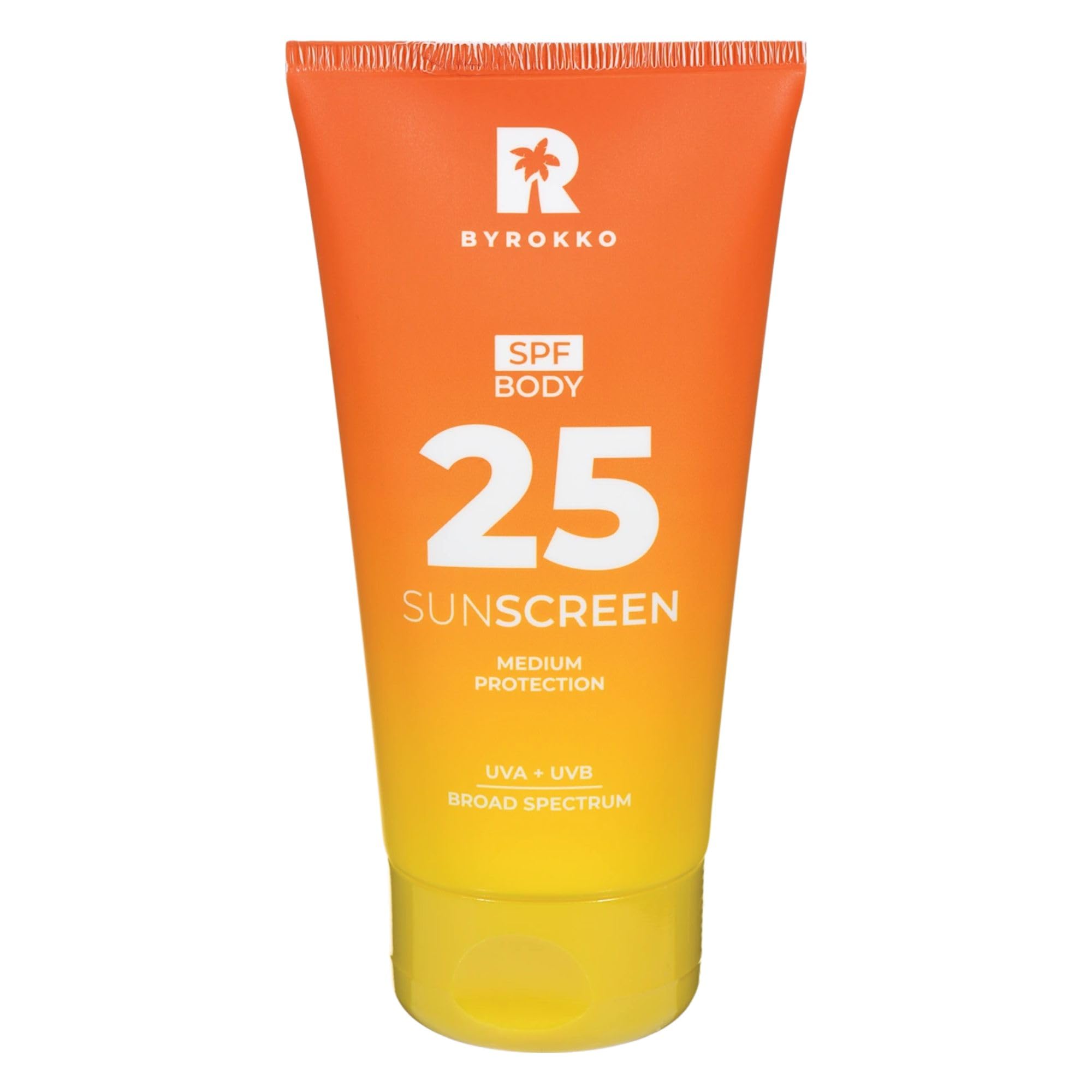 BYROKKO Body Sunscreen SPF 25, 150 ml, Broad Spectrum Protection Sun Cream for Sensitive Skin, Lightweight, Non-Greasy