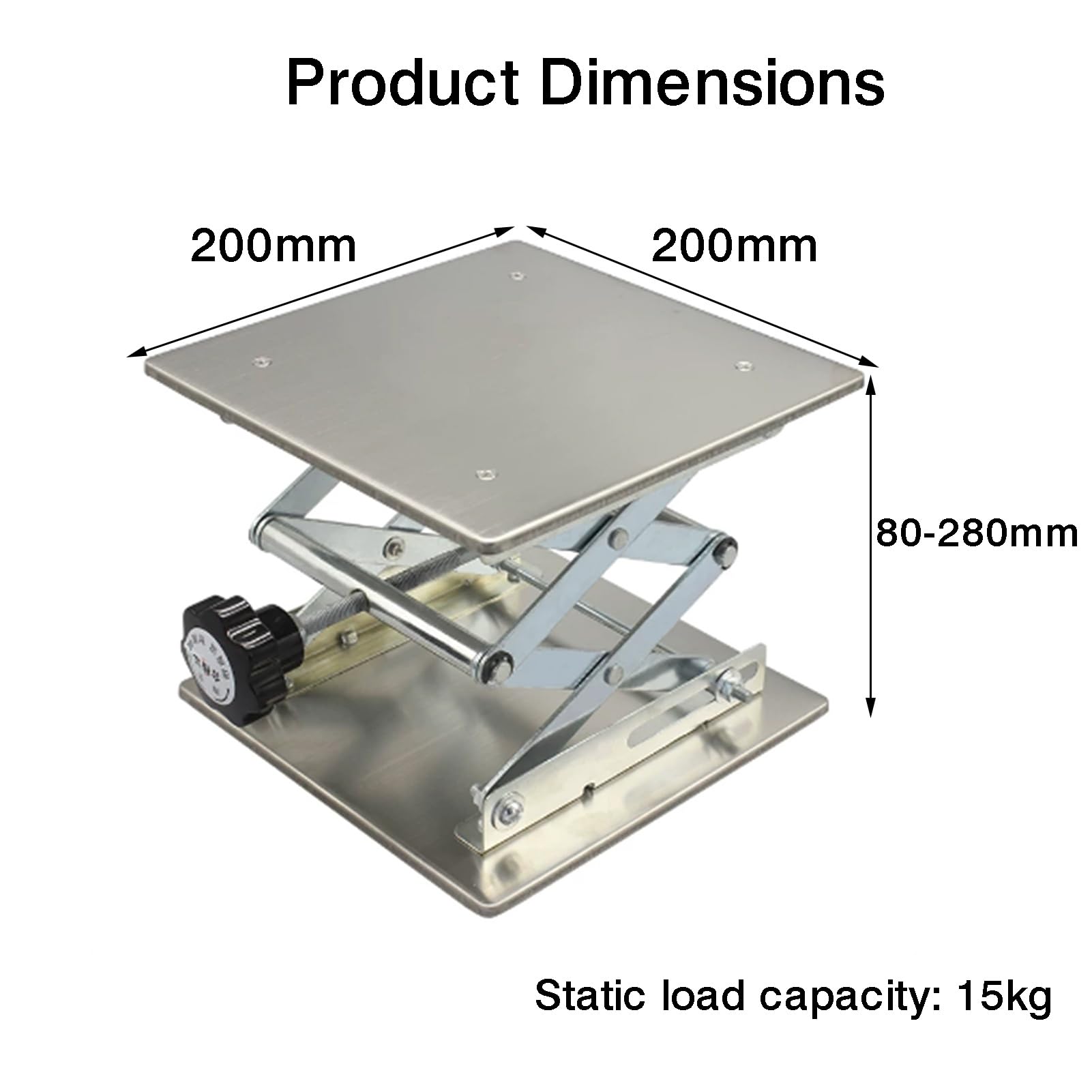 Plataforma De Soporte For Gato Laboratorio, Mesa Control Manual | Con tapete antideslizante y mango giratorio, altura ajustable 55-460 mm(200x200mm)