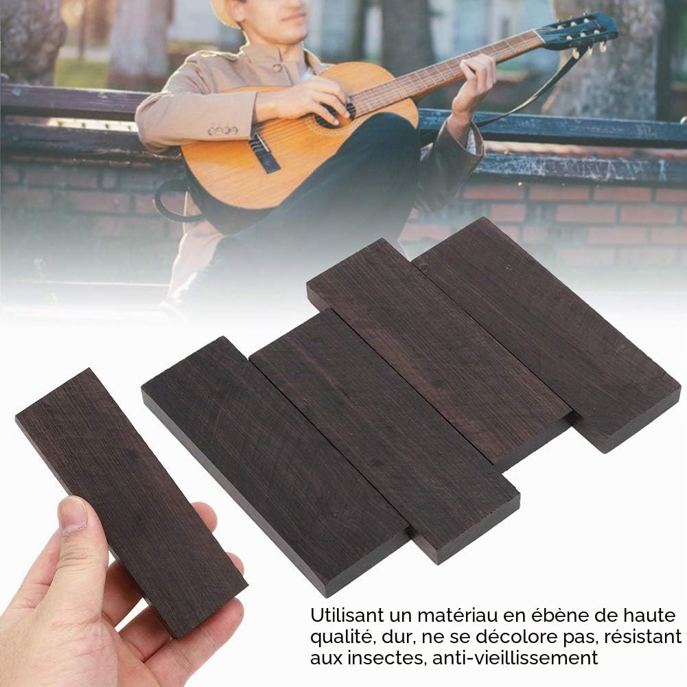 4 Pièces MX0126D Échelles de Couteau en Ébène Échelles de Poignée en Bois Lisse Bricolage Accessoires de Instrument de Musique Incrustations 120 X 40 X 10 Mm