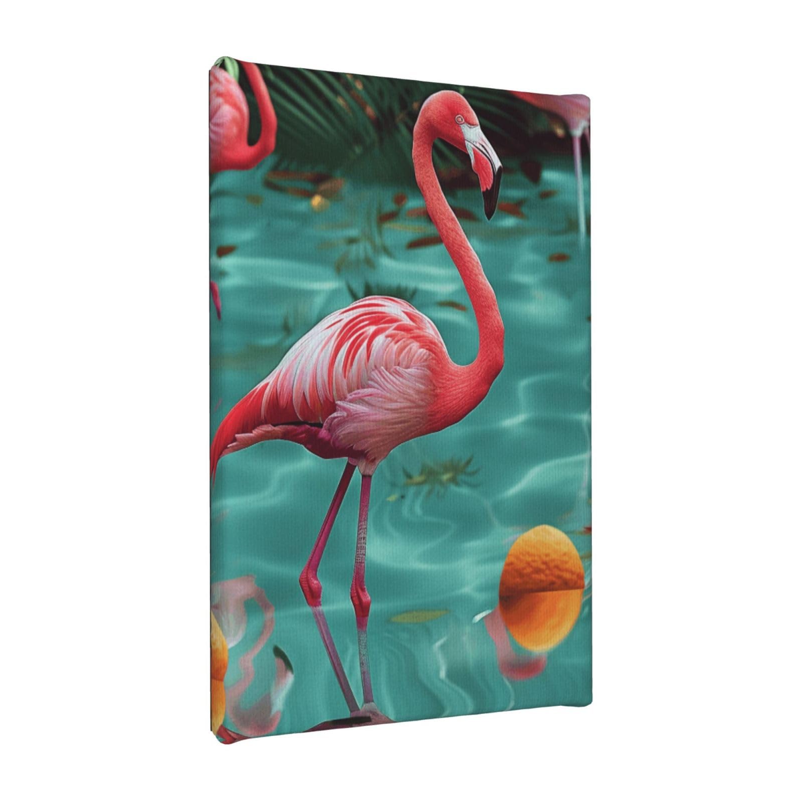 YKLJG Flamingo Printed Wall Art Canvas Painting 20x30 CM Wooden Framed Picture Painting Artwork Prints for Bedroom Kitchen Home Office Decor