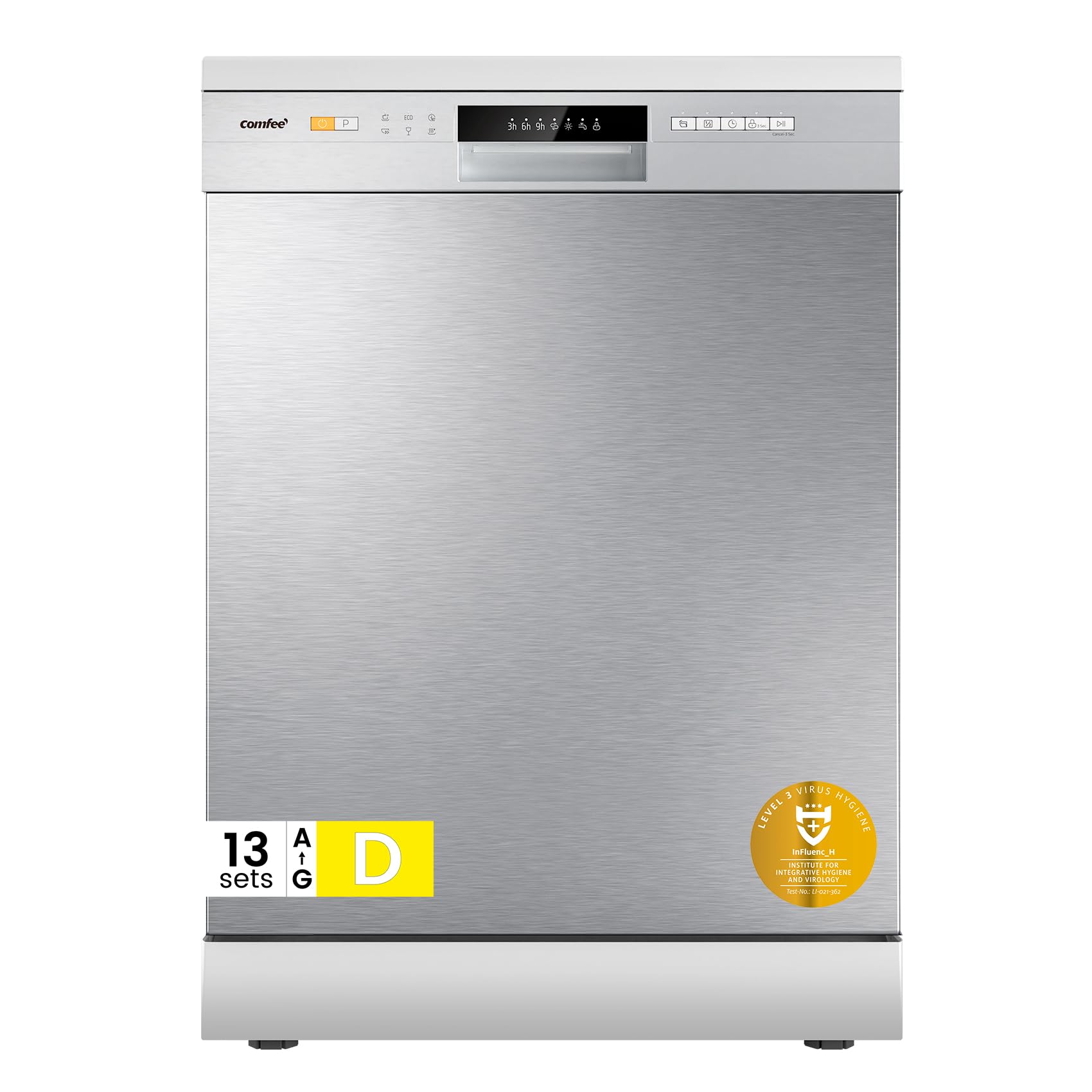 COMFEE' Freestanding Dishwasher CDWEF1034BW-UK 45cm Width, Slimline Dishwasher with 10 place settings, Quick Wash, Hygiene Wash, Delay Start, Half Load, Adjustable Basket - White — view 14