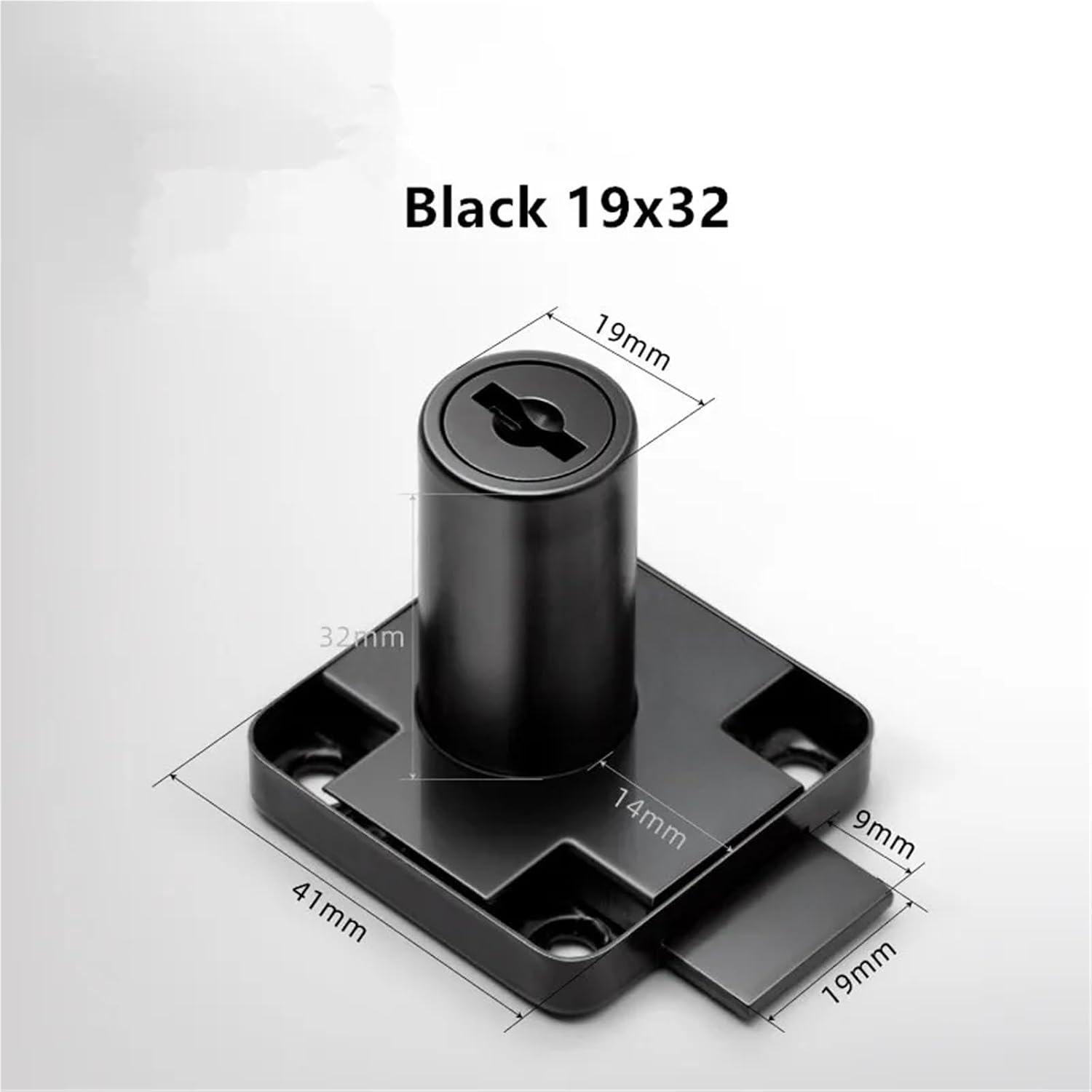 Cabinet Drawer Latch Locks Furniture Door Lock Hardware Desk Wardrobe Bedside Bookcase 1Pcs(Black 19x32)