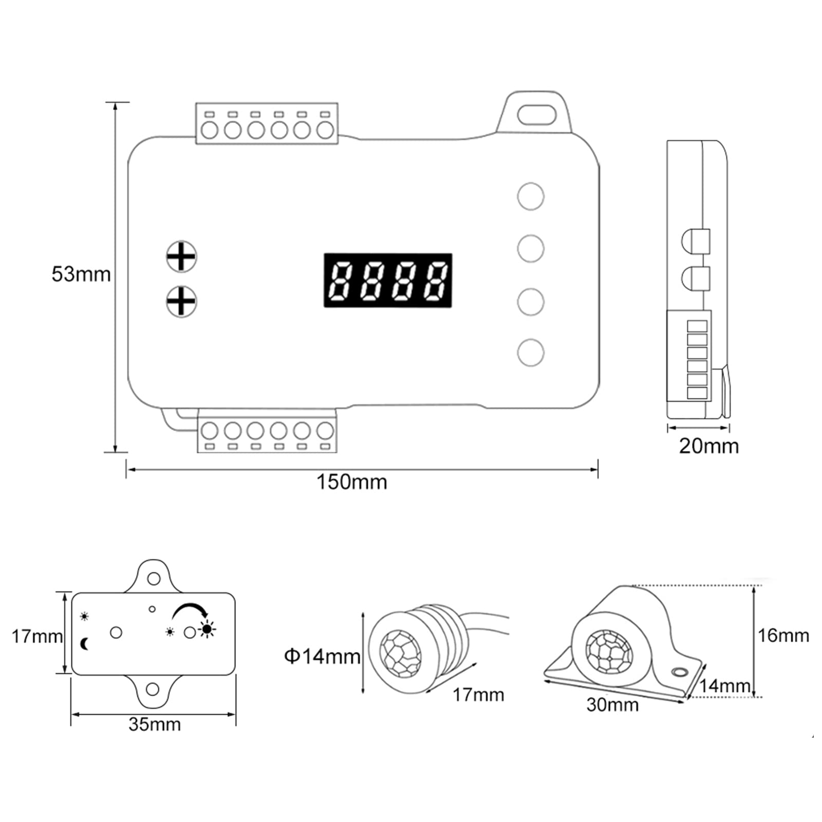 Treppenlichtsteuerung mit Bewegungssensor und Lichtsensor,Treppenlicht Controller, MARTL01509DE