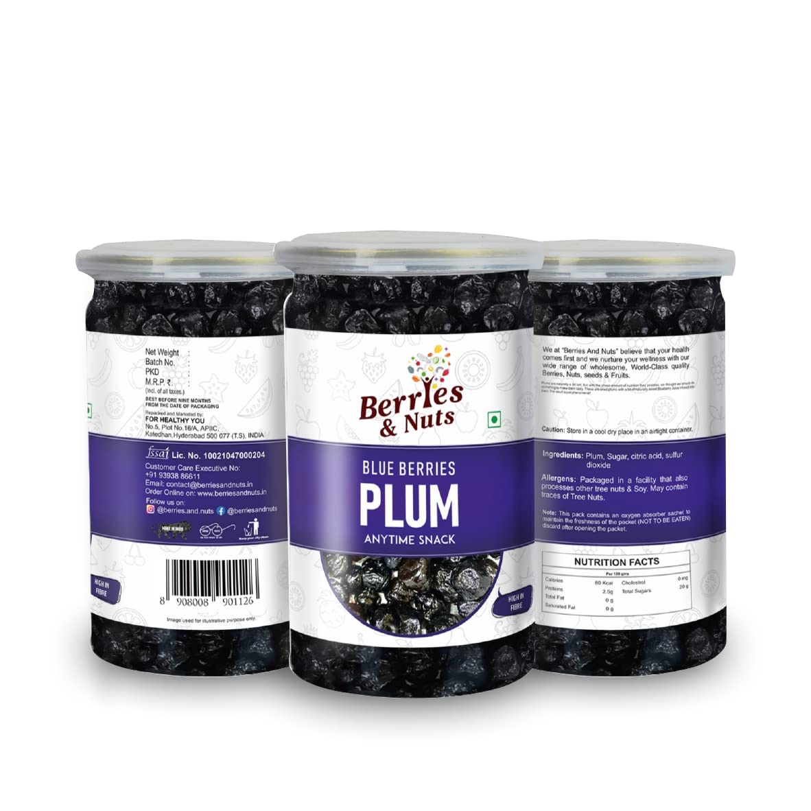 Berries And Nuts Dried Blueberry Plum | Dehydrated Plum, Dried Fruit Plums | 750 Grams | 3 Bottle of 250 Grams (B0B3JLTSL4) Amazon Price History, Amazon Price Tracker