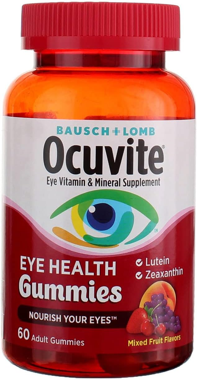 Bausch + Lomb Ocuvite Eye Health Gummies with Lutein, Zeaxanthin and Other Antioxidants, 60 Count Bottle (2 Pack)