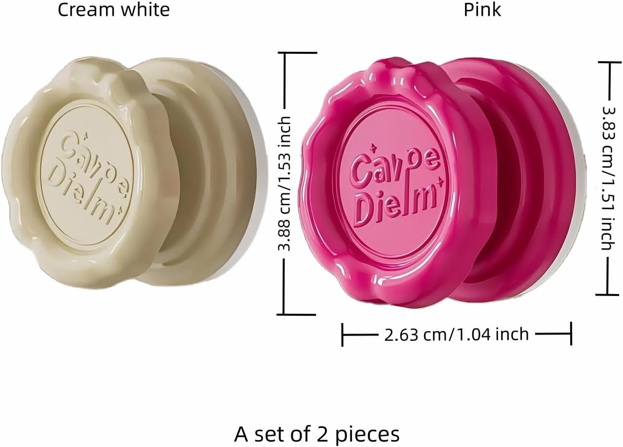 No-Drill Suction Cup Handles-Strong Adhesion,Easy Move,Guard Every Home.Rotate to Lock, No Residue.Safe for Kids.Fridge,Cabinet,Glass Door Use 10.35 inch,Pink and Cream White,Set of 2