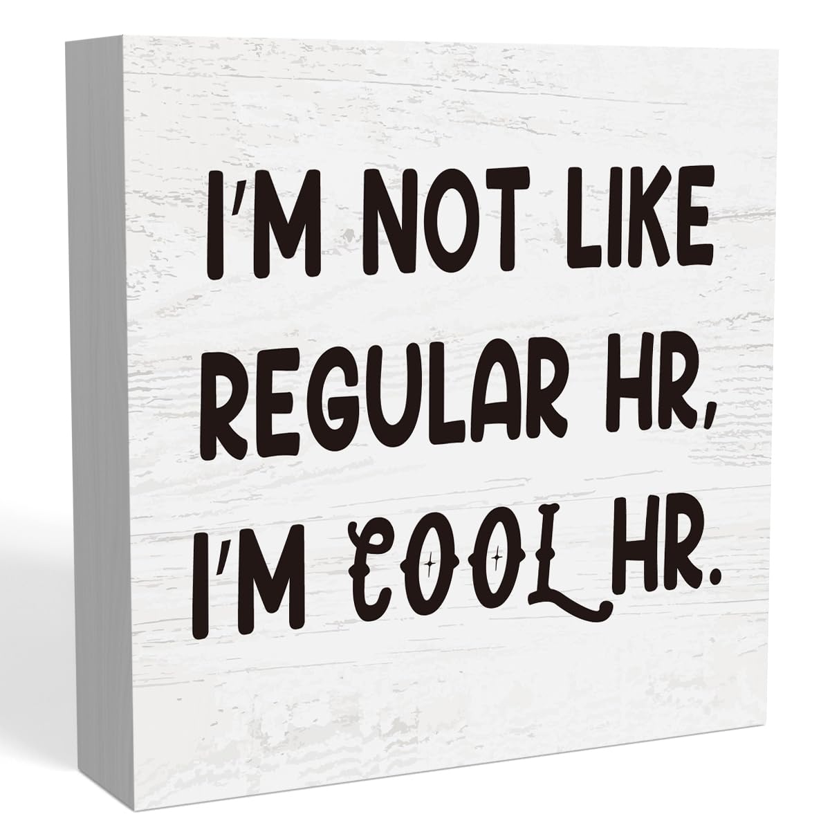 I'm Cool HR Funny Office Wooden Box Sign 5 X 5 Inches Rustic Home Office Desk Accessories Decor Wood Box Sign Gift HR Department Cubicle Shelf Farmhouse Square Desk Decor Sign