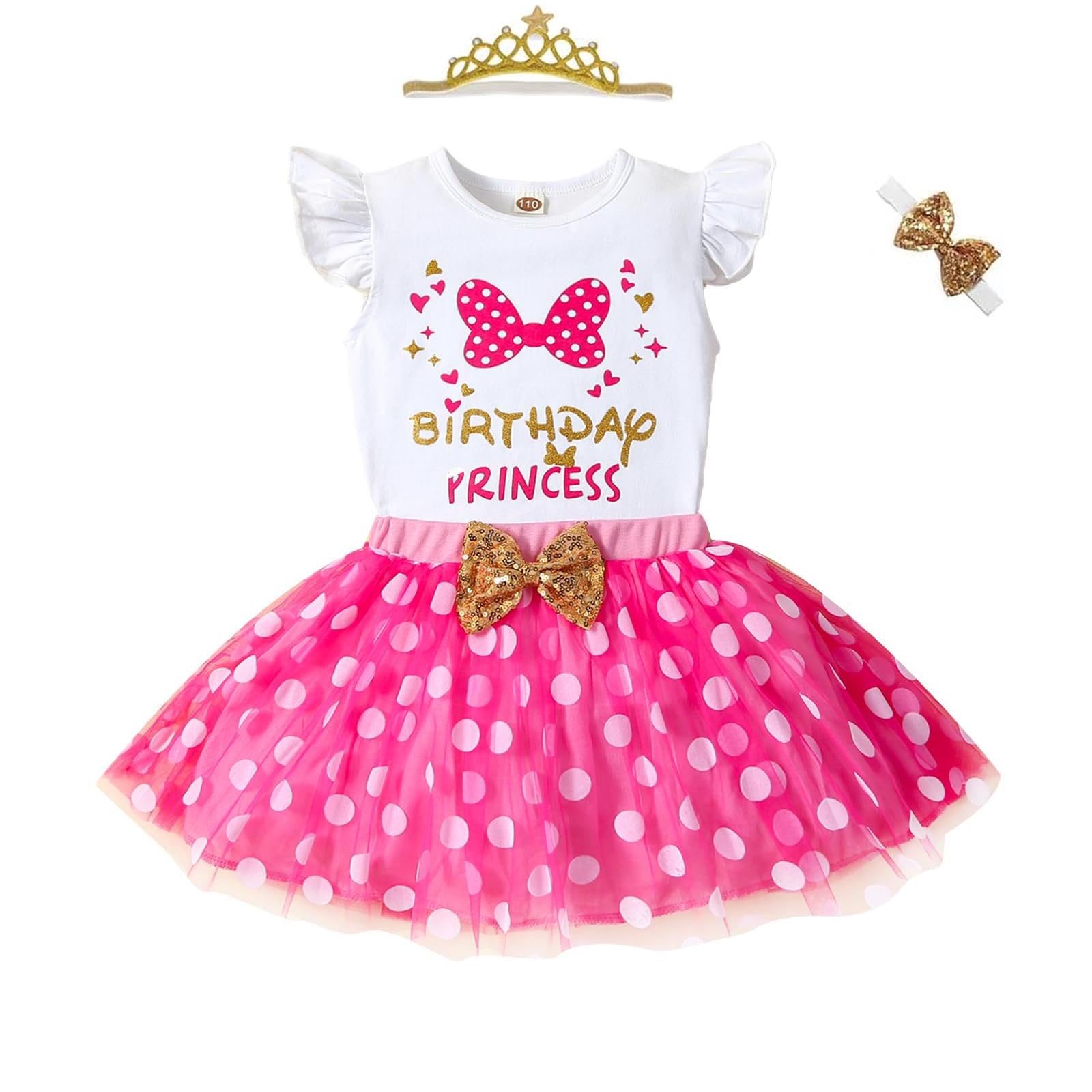 LYQTloml Toddler Kids Baby Girls Birthday Princess Outfits Dress Vest Tank Top Dot Mesh Tutu Skirt