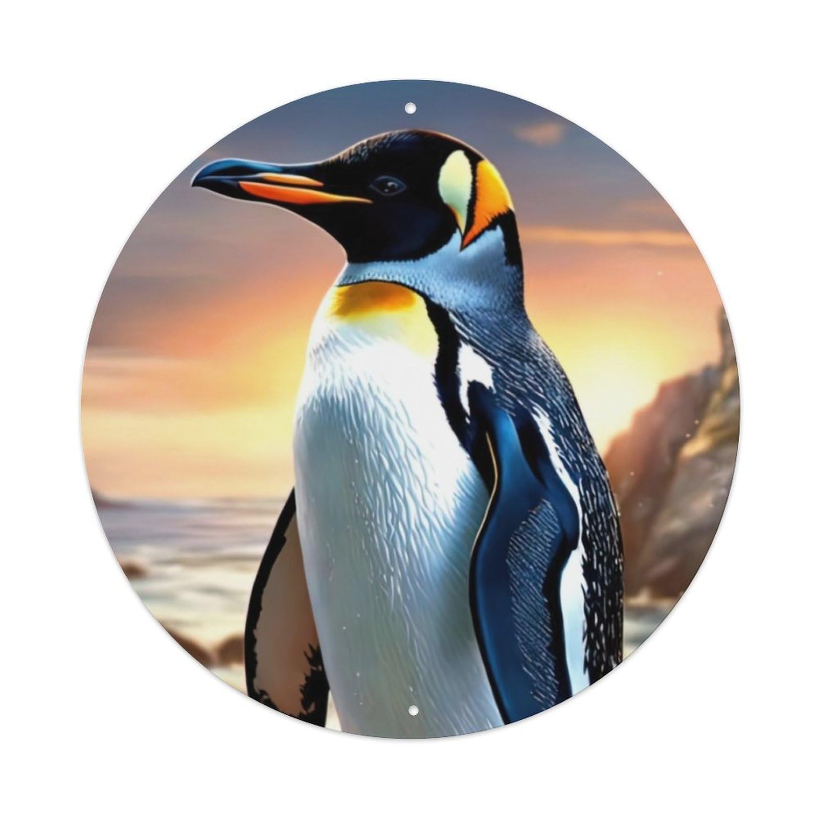 Animal Artwork Penguins at The Beach Vintage Metal Tin Sign Plaque Wall Decor for Cafe, Club Bar, Office, Garden Metal Poster 8x8Inch