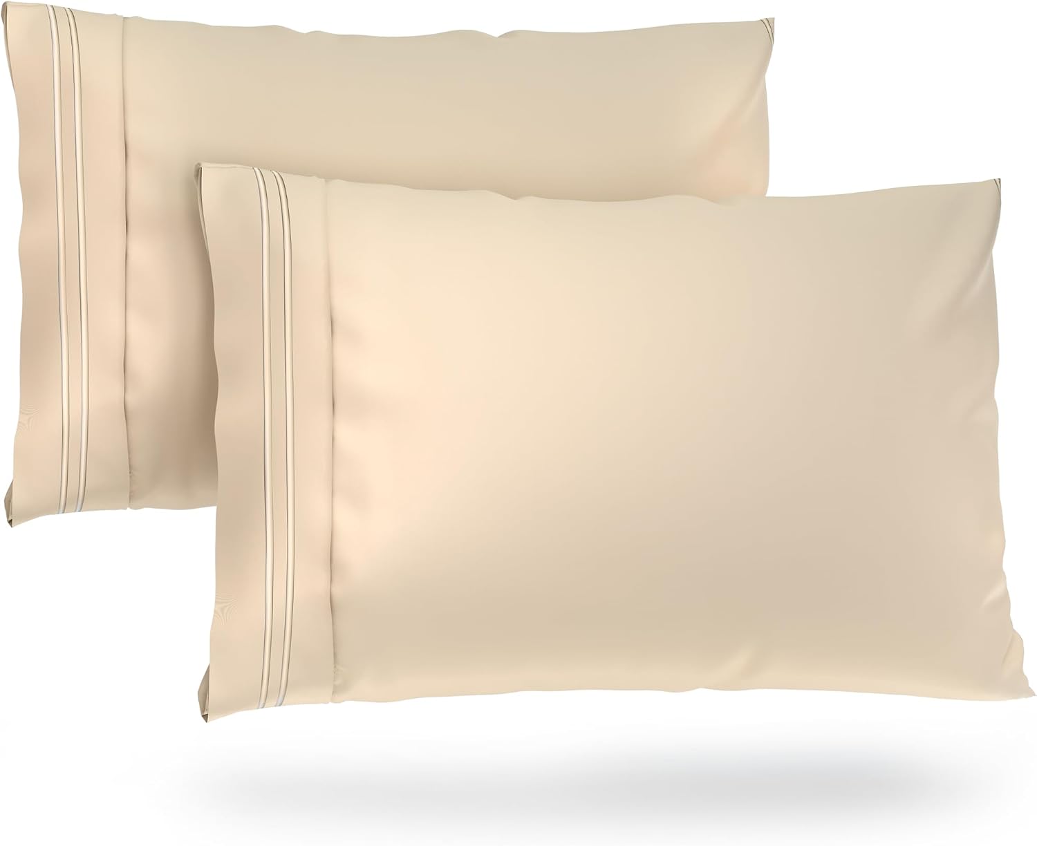 Cosy House Collection Everyday 1500 Series Pillowcases - Luxury Hotel Quality - Silky Soft & Smooth - Gentle & Skin Friendly - Set of 2 (King, Ivory)