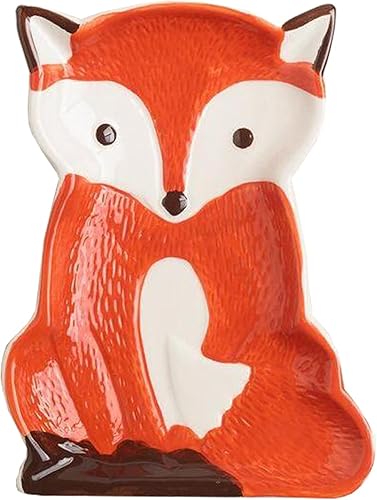 Miniatura 1 de Bandeja de cerámica para platos con soporte para platos con forma de zorro, soporte para platos de joyería, soporte para cucharas de regalos de