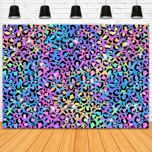 Fondo Neón Arcoíris Leopardo 7x5ft para Fotografía miniatura 4