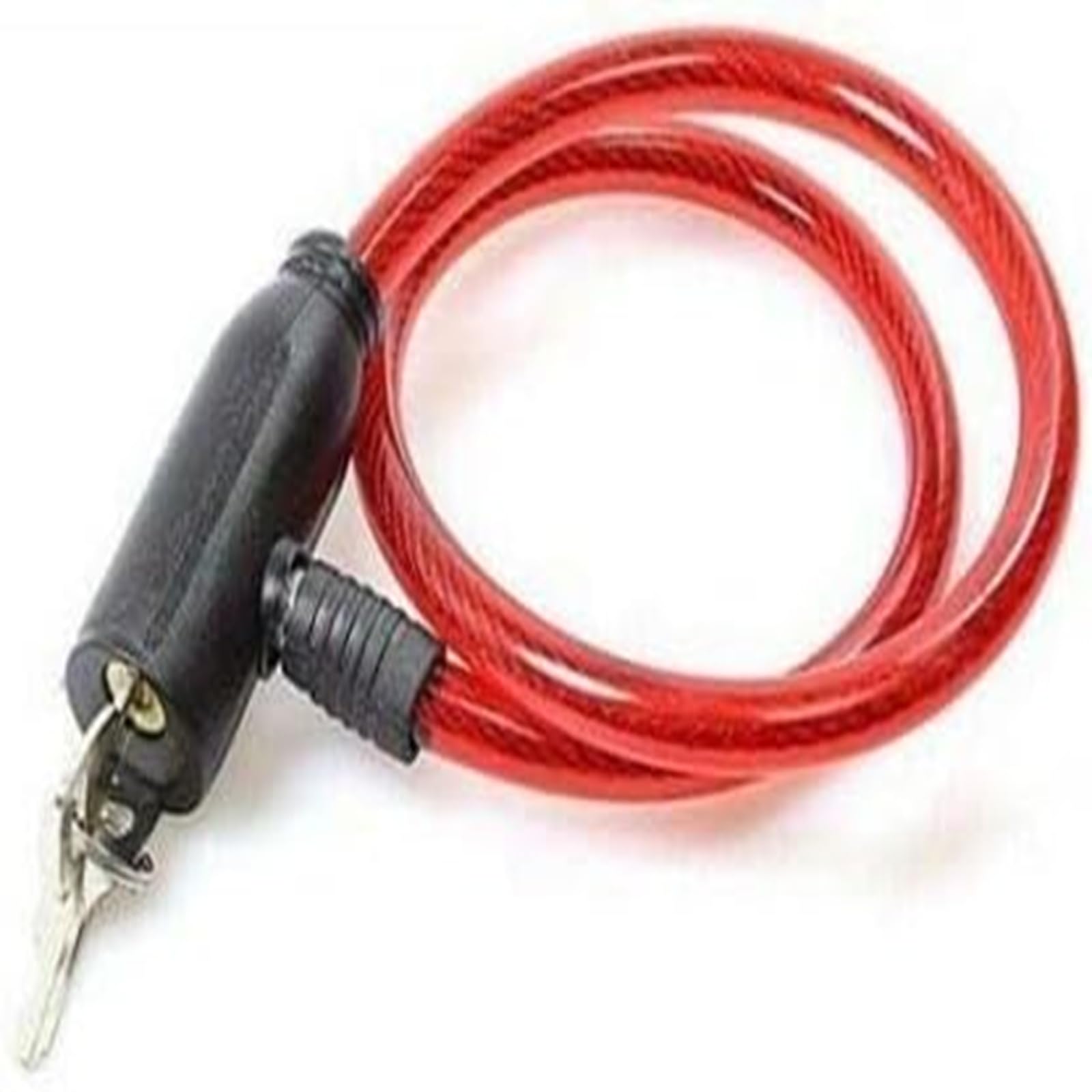 Steel Spiral Cable Bicycle Bike Lock 2 Keys Cycle Chain PVC Non scrachable Sleve (Red)