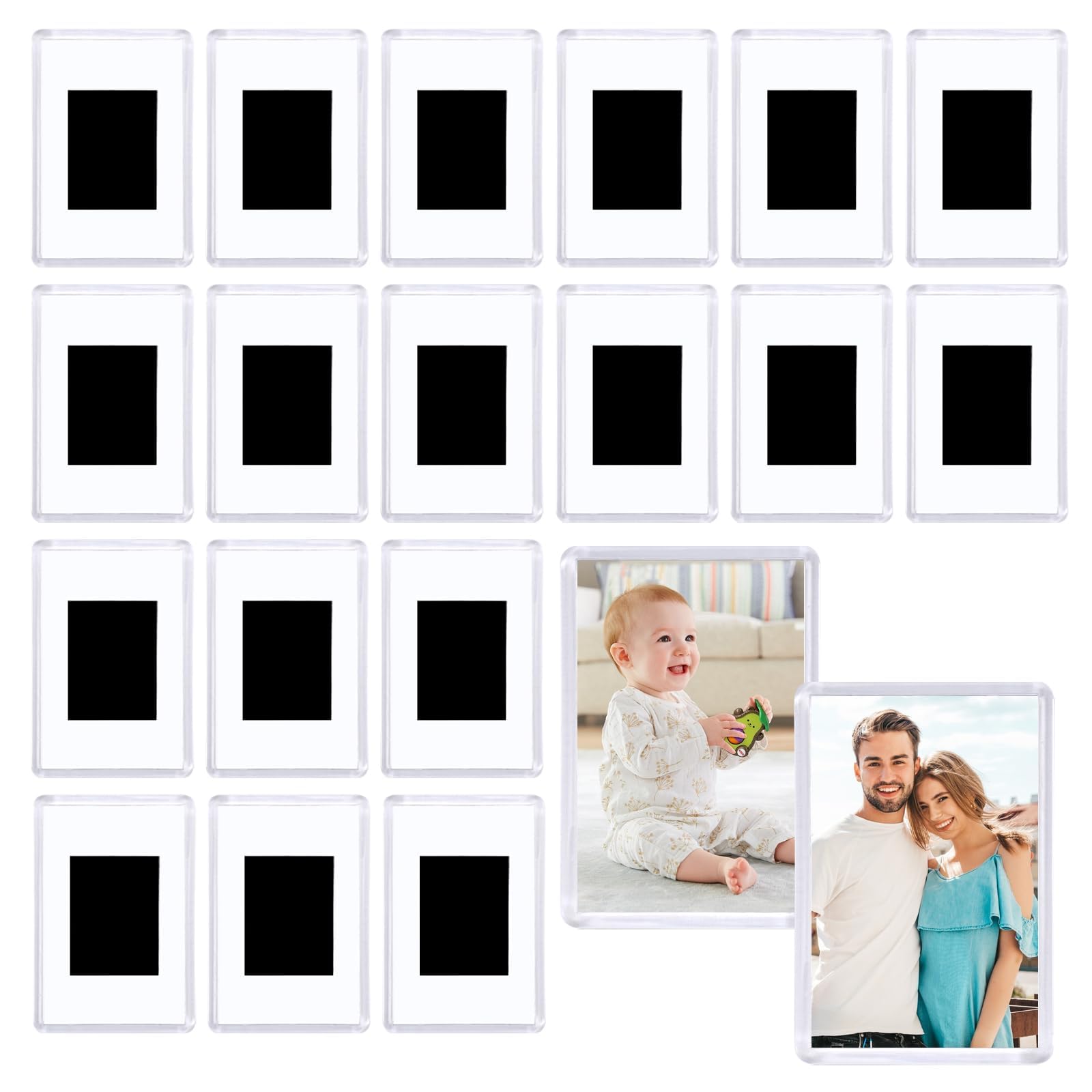 20 Pcs Small Magnetic Picture Frame,7 x 4.5cm Blank Photo Magnet for Fridge