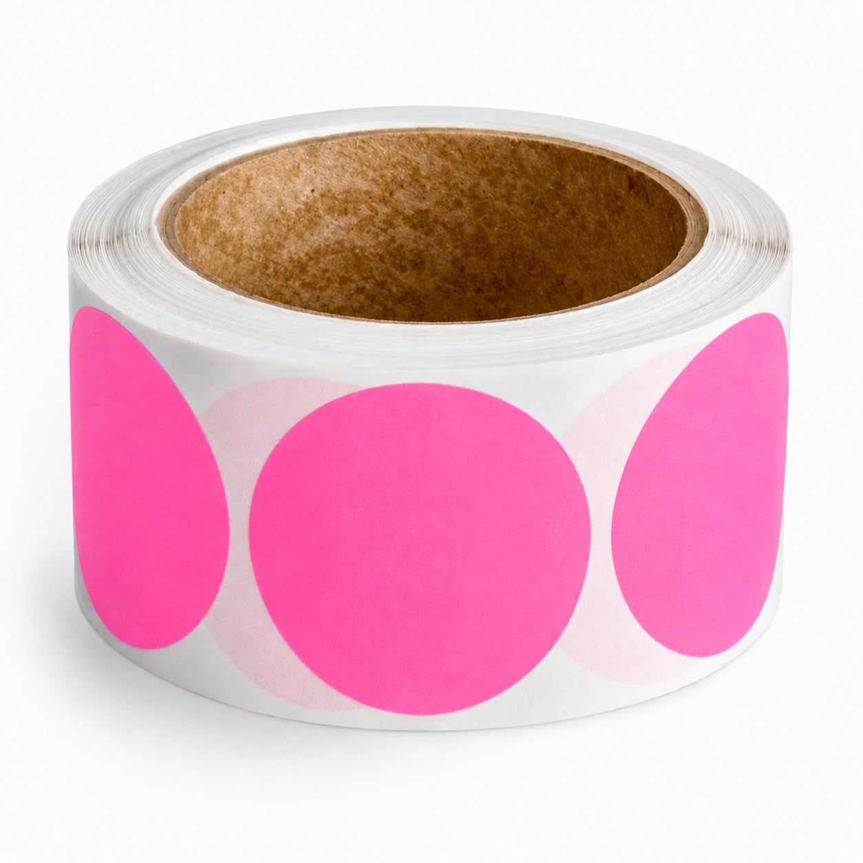 Round Inventory Labels by Glownary – 3 X 1.25 Inches, Paper, Pink, Pack of 500, Model 2fpml500