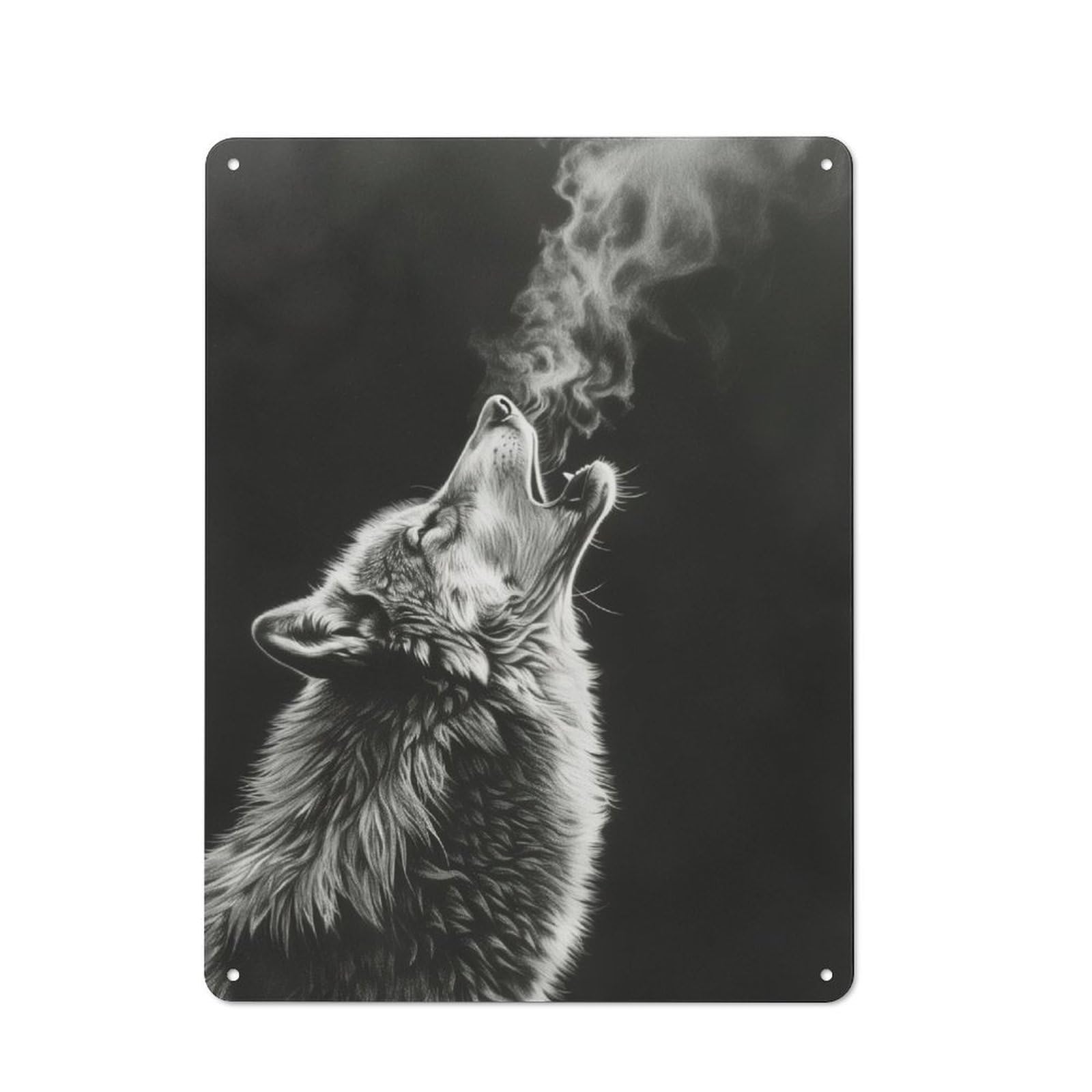 Junmoney Howling Wolf 40X30cm Retro Metal Plaque With For Kitchen Or Home Bar, For Garage, Workshop And Man Cave Decoration