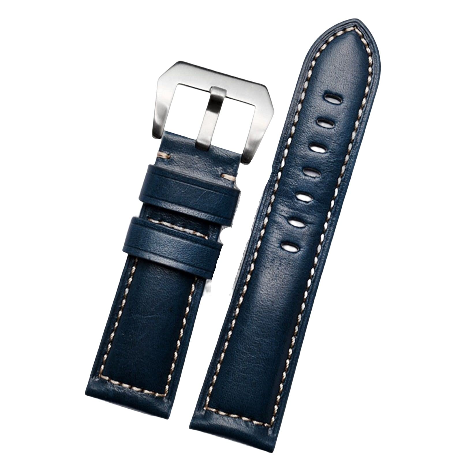Bracelet de montre en cuir véritable rétro bleu argenté 20mm pour Panerai PAM111