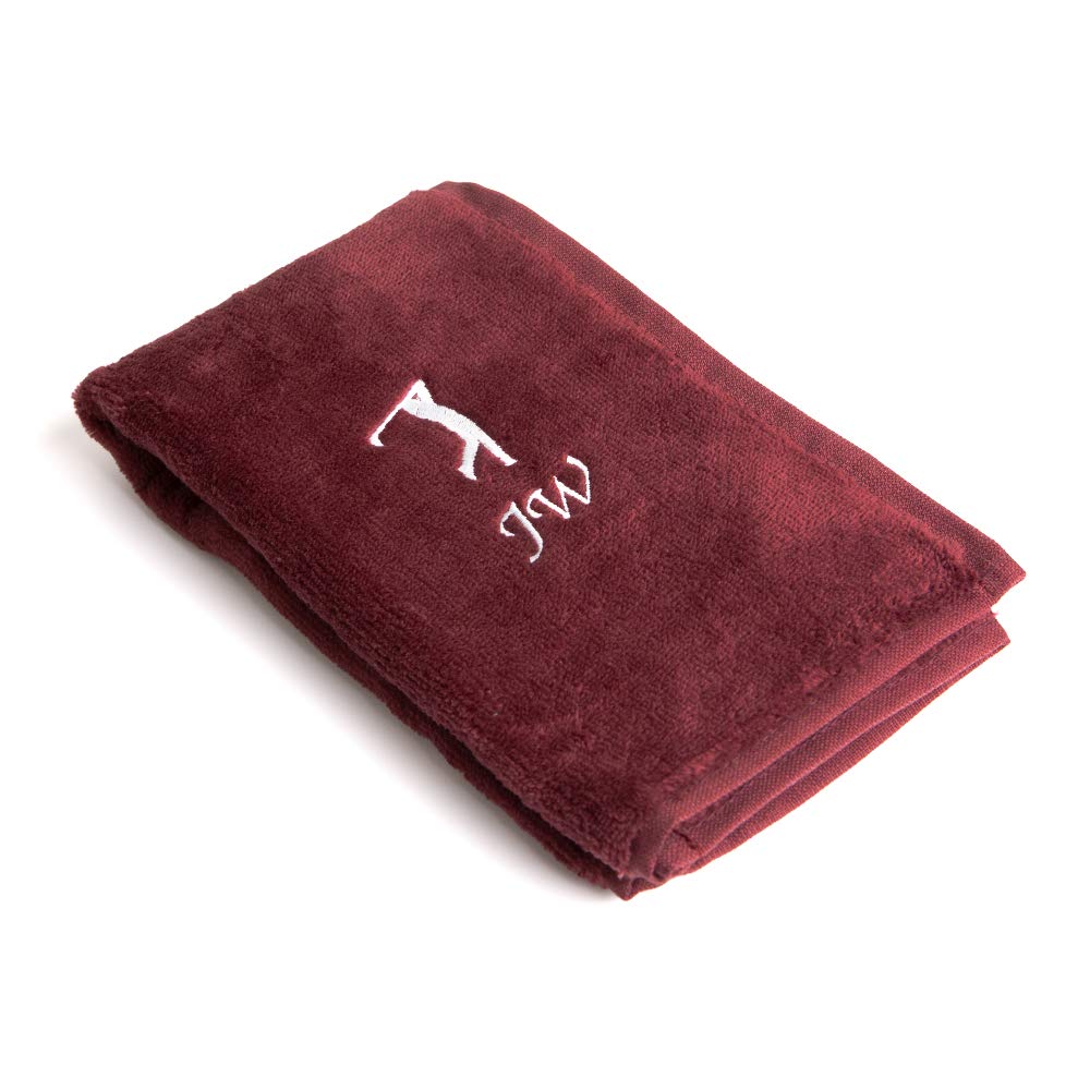 CrewGolf Personalised Golf Towel Burgundy - Any Name Luxury Golf Towel Embroidered