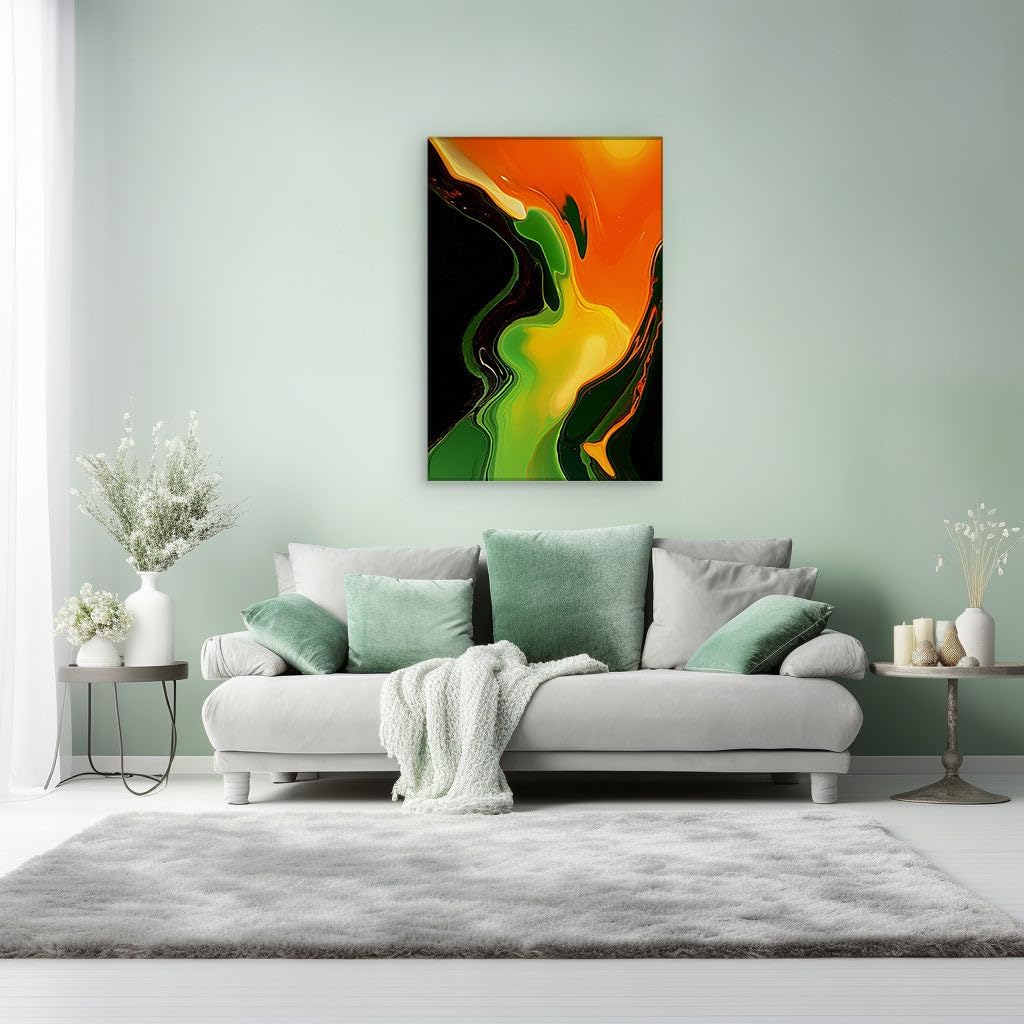Canvas for Living room. Unleashing Colors in Motion: An Abstract Fusion of Curves and Spirals, 27 x 18 inch Canvas Wall Art - Contemporary Masterpieces - Modern Home Decor - 69x46 cm (27x18 inch)